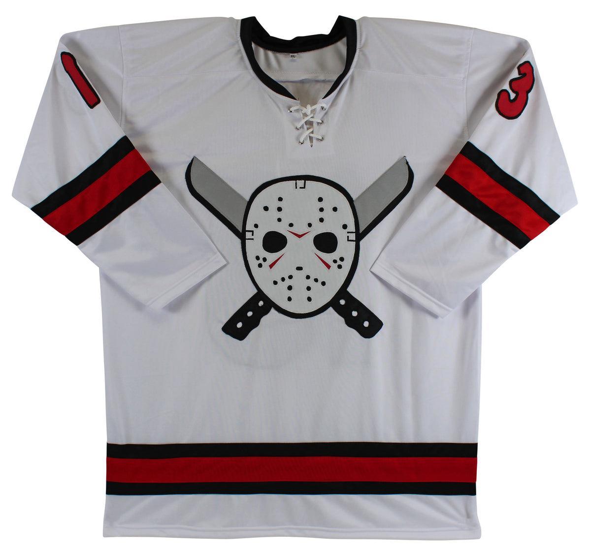 Ari Lehman "First F****** Jason" Signed White Jason Voorhees Hockey Jersey BAS 1