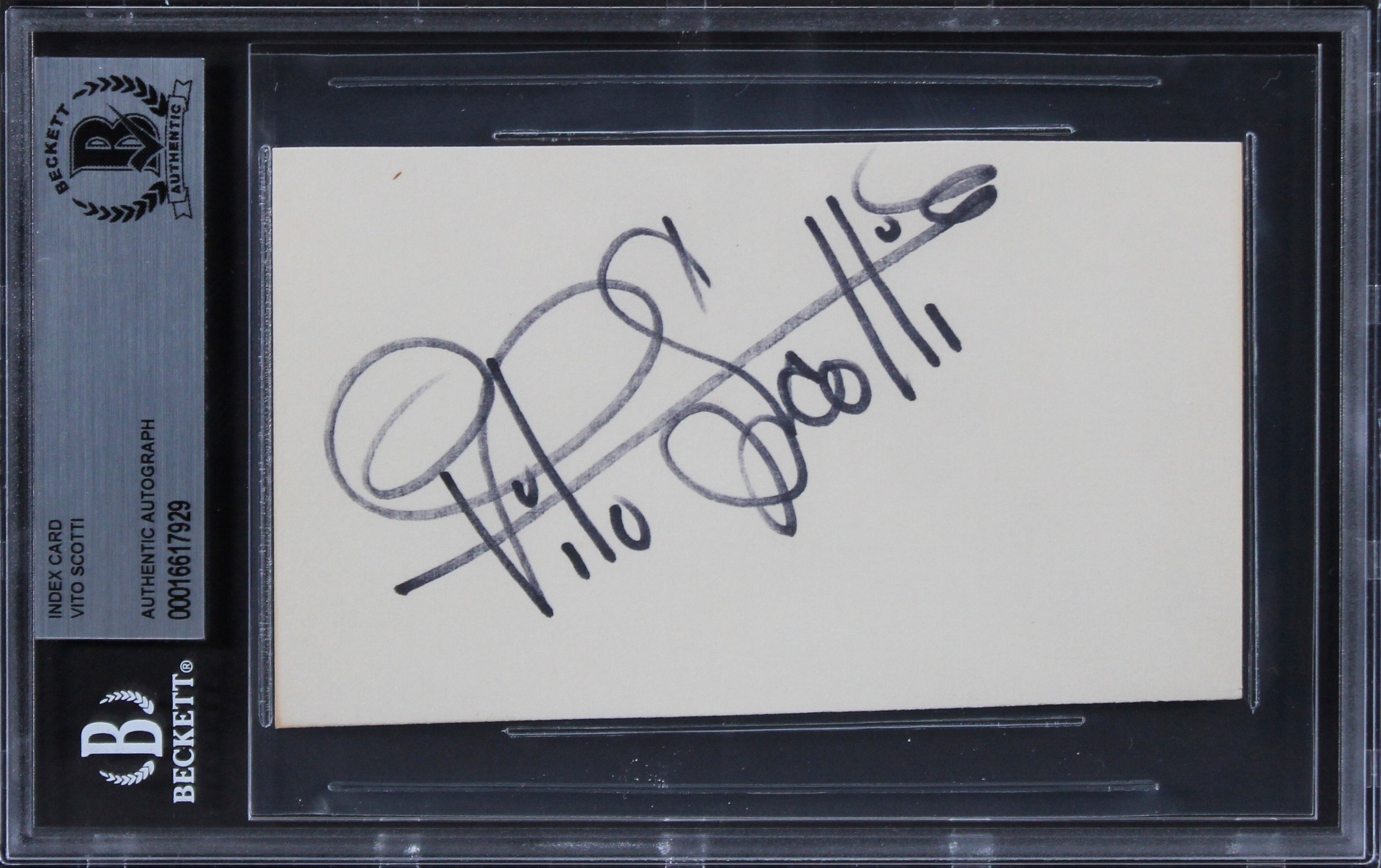 Vito Scotti The Godfather Authentic Signed 3x5 Index Card BAS Slabbed