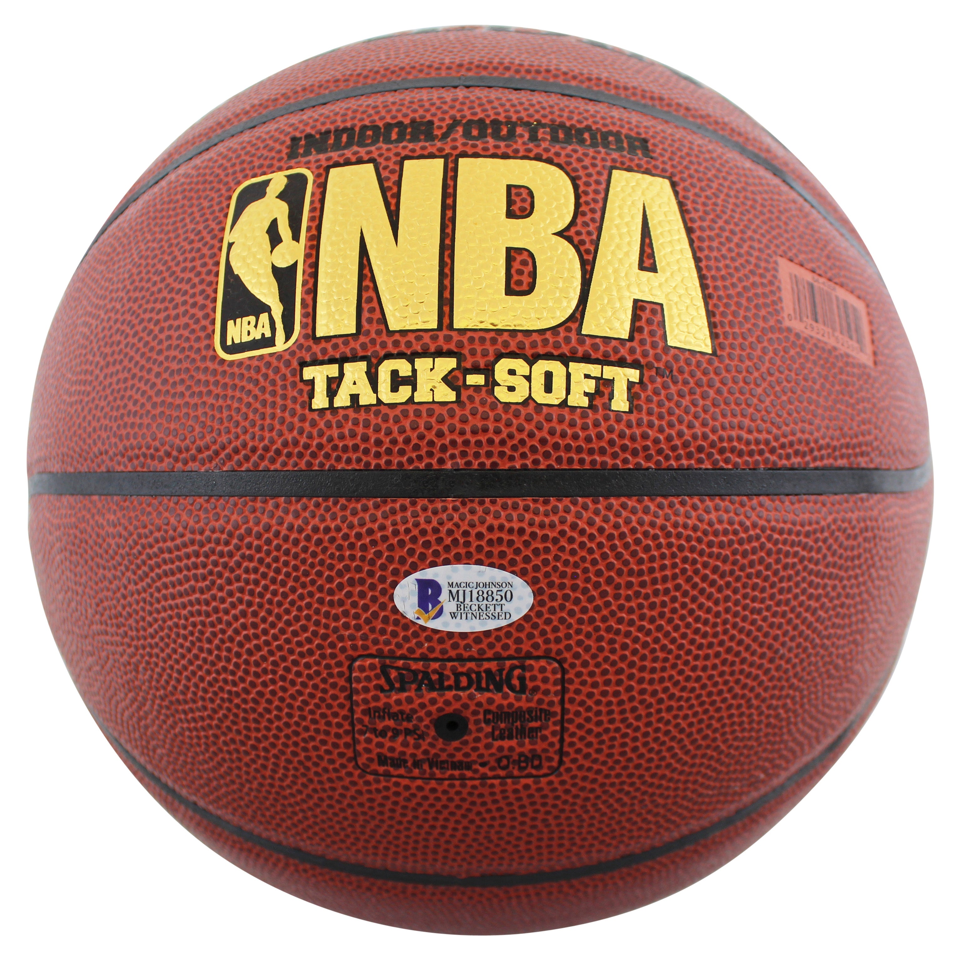 Lakers Magic Johnson & Jerry West Signed Brown Spalding Basketball BAS Witnessed