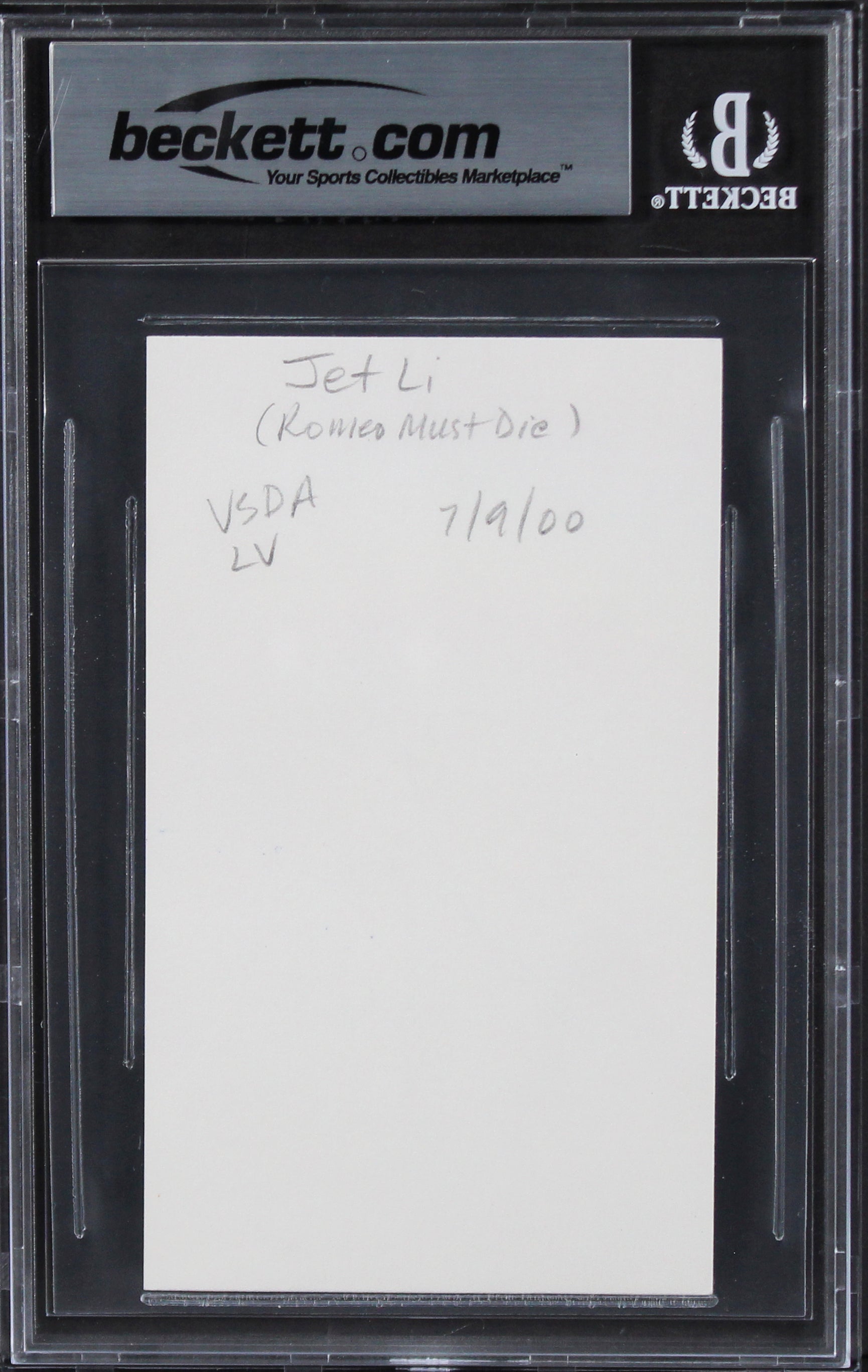 Jet Li Romeo Must Die Authentic Signed 3x5 Index Card Autographed BAS Slabbed