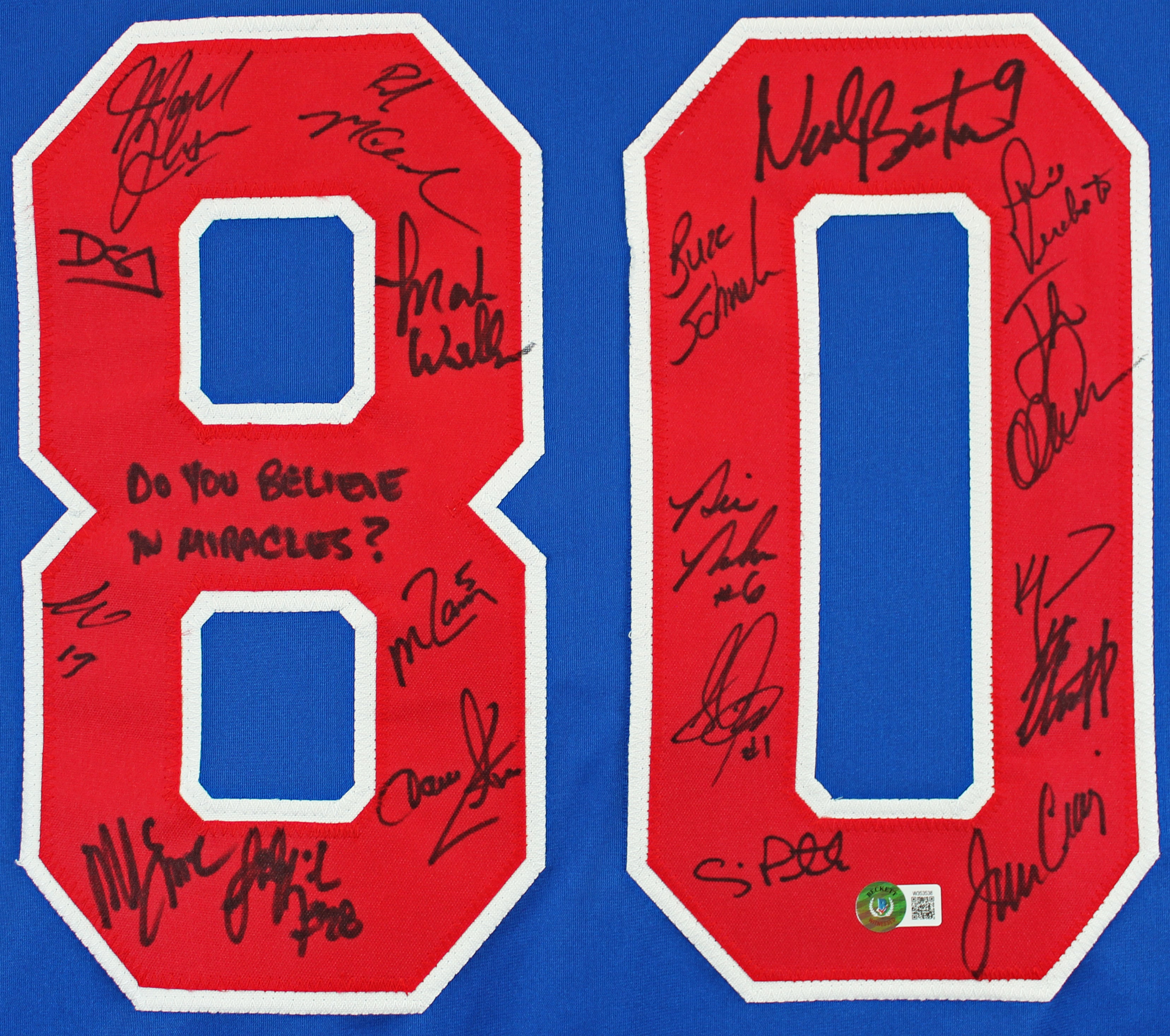 1980 USA Hockey 19 Autos Craig, Eruzione, Broten Signed Blue Jersey BAS Wit 2