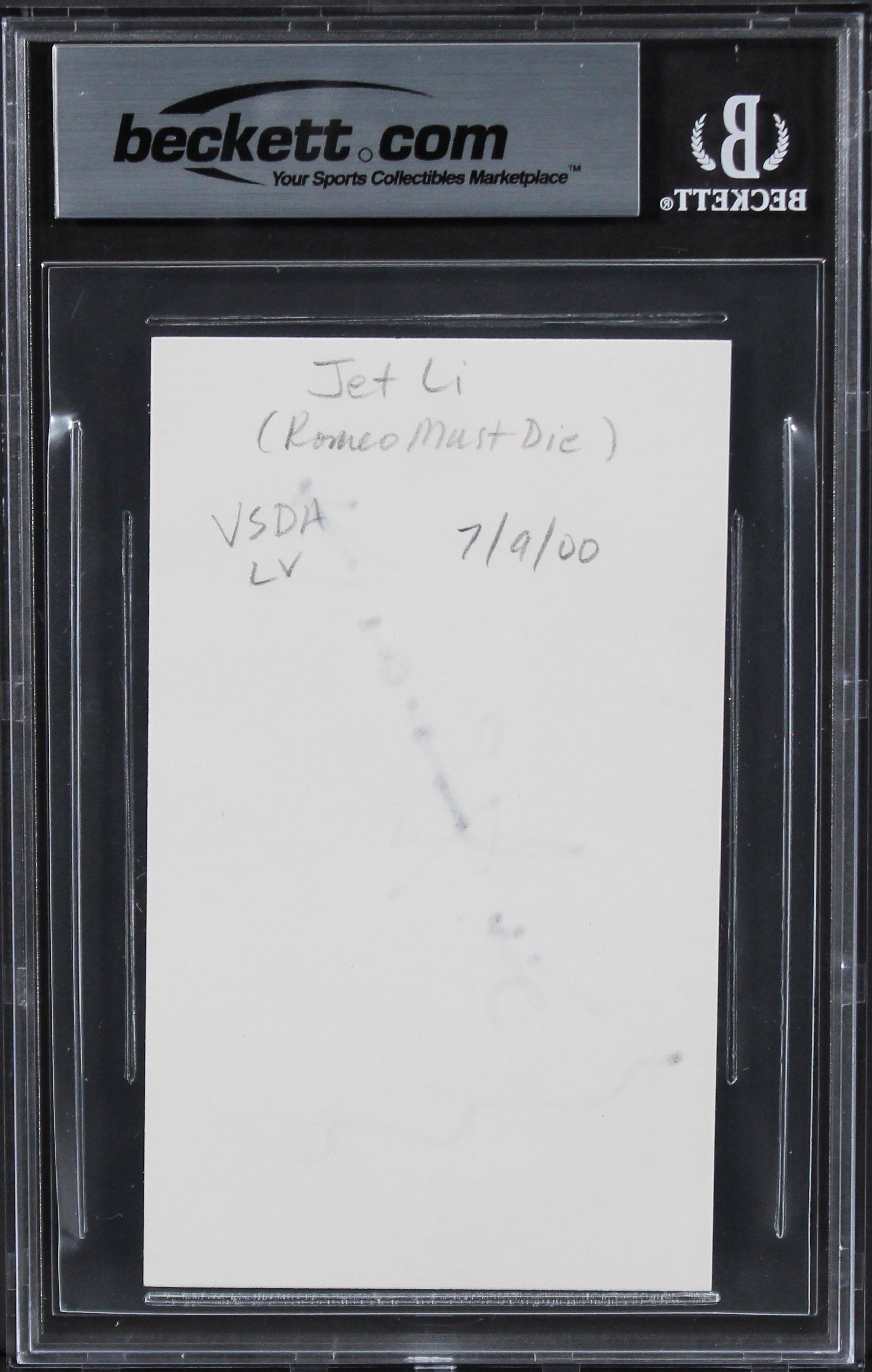 Jet Li Romeo Must Die Authentic Signed 3x5 Index Card Autographed BAS Slabbed
