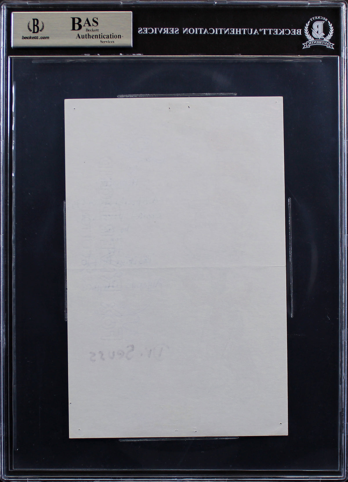 Dr. Seuss Authentic Signed 5.5x8.5 Green Eggs & Ham Sketch BAS Slabbed