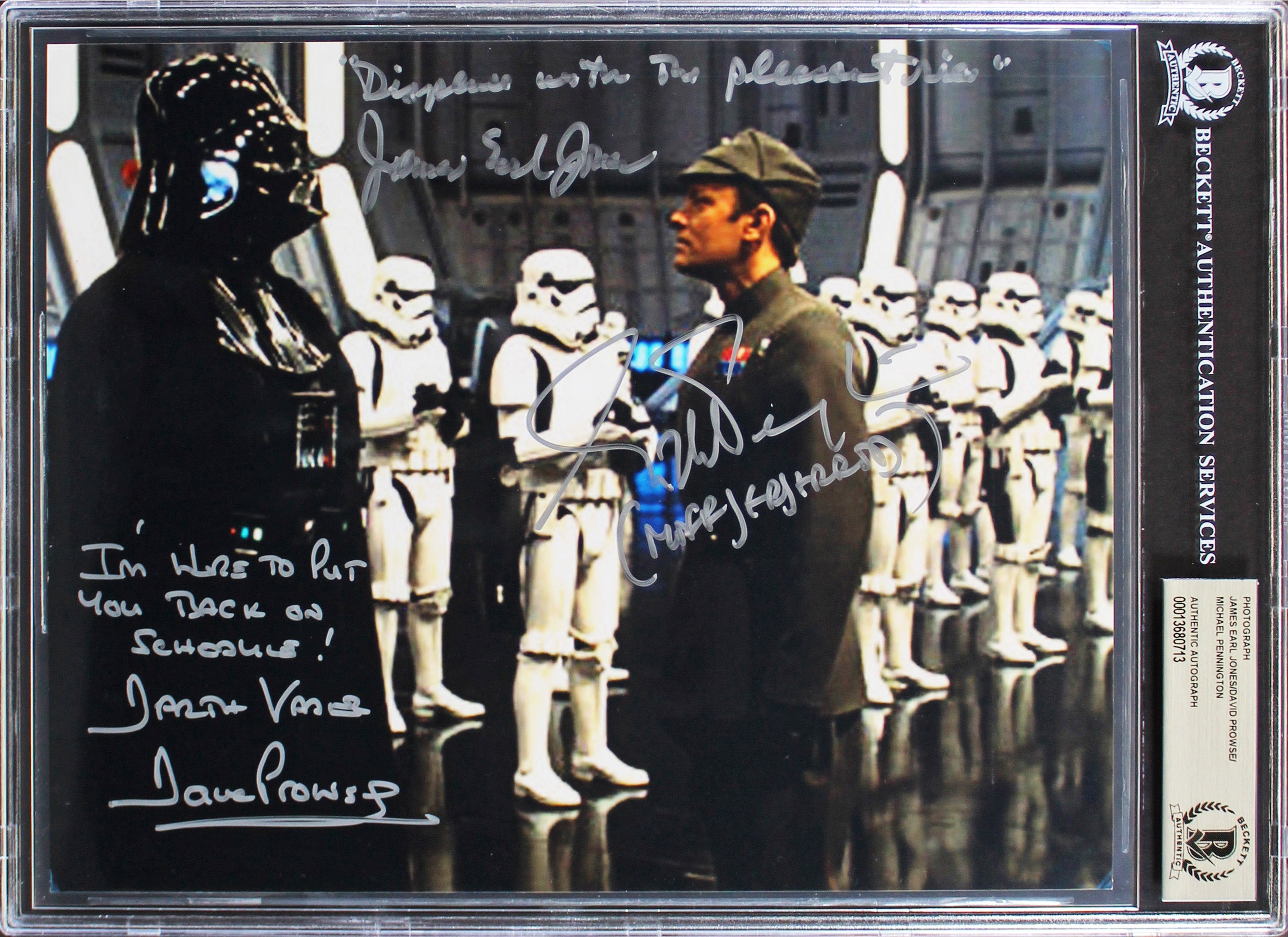 Star Wars (3) Jones, Prowse & Pennington Signed 8x10 Photo BAS Slabbed