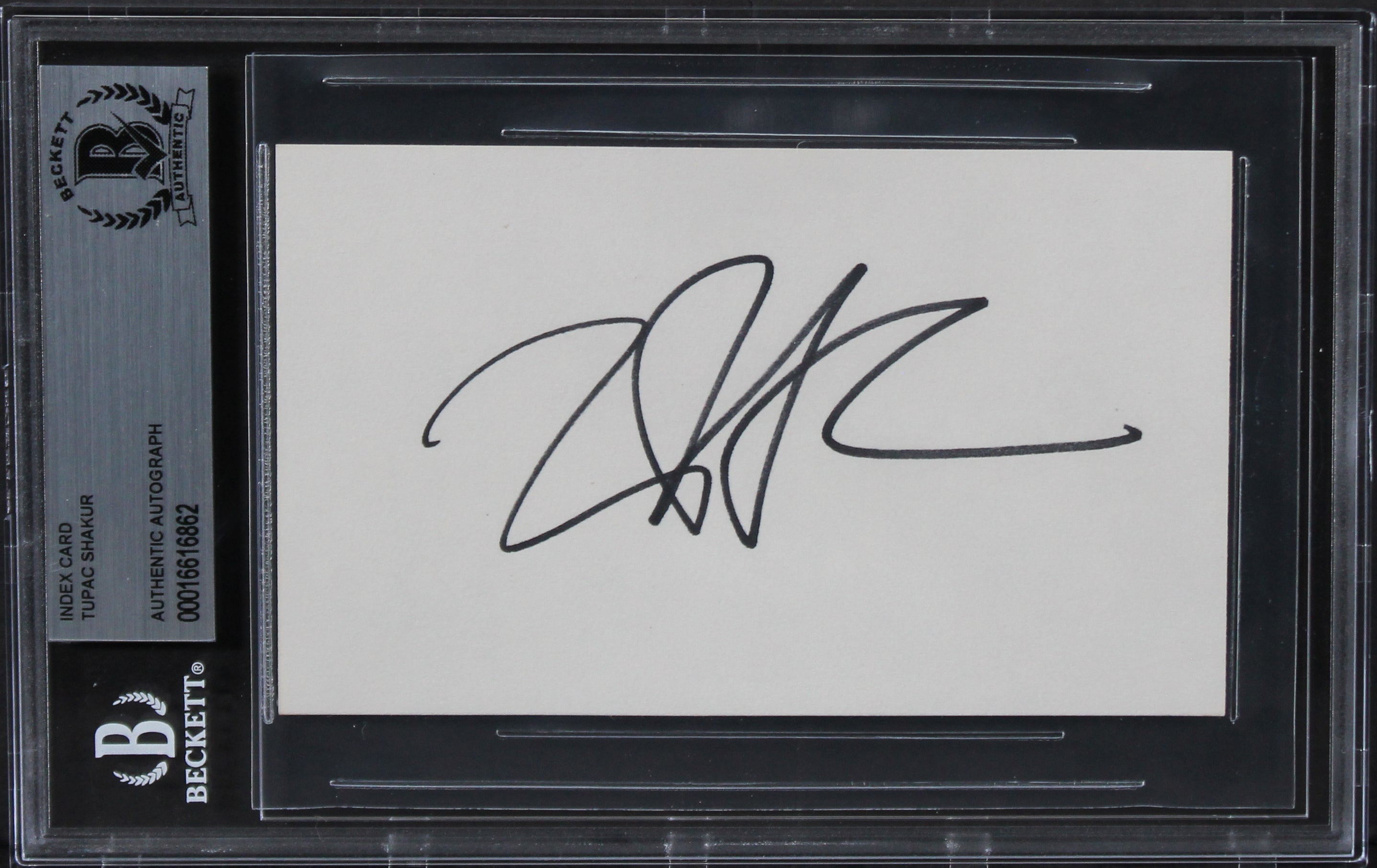 Tupac Shakur Rapper Authentic Signed 3x5 Index Card Autographed BAS Slabbed