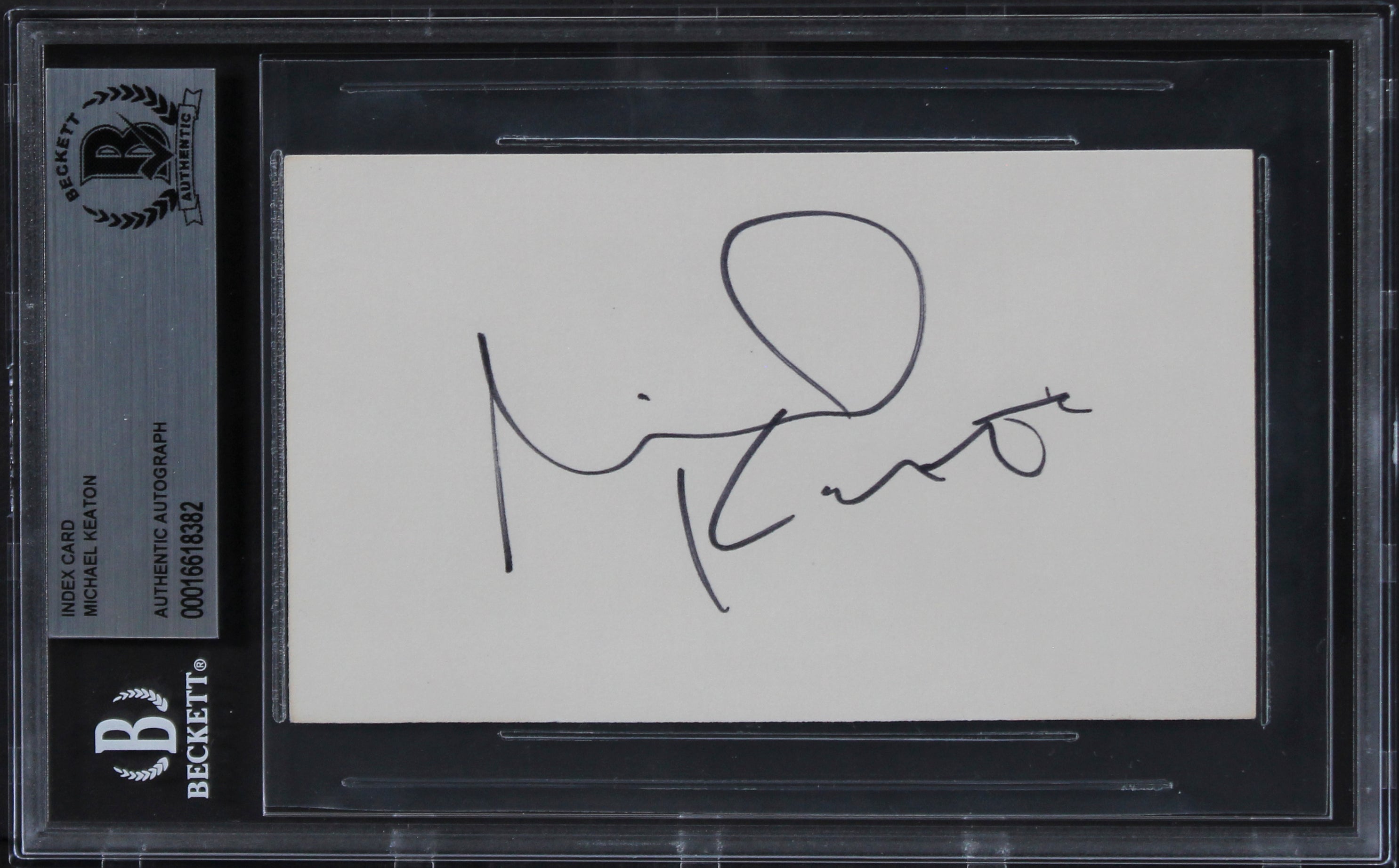 Michael Keaton Batman Authentic Signed 3x5 Index Card Autographed BAS Slabbed
