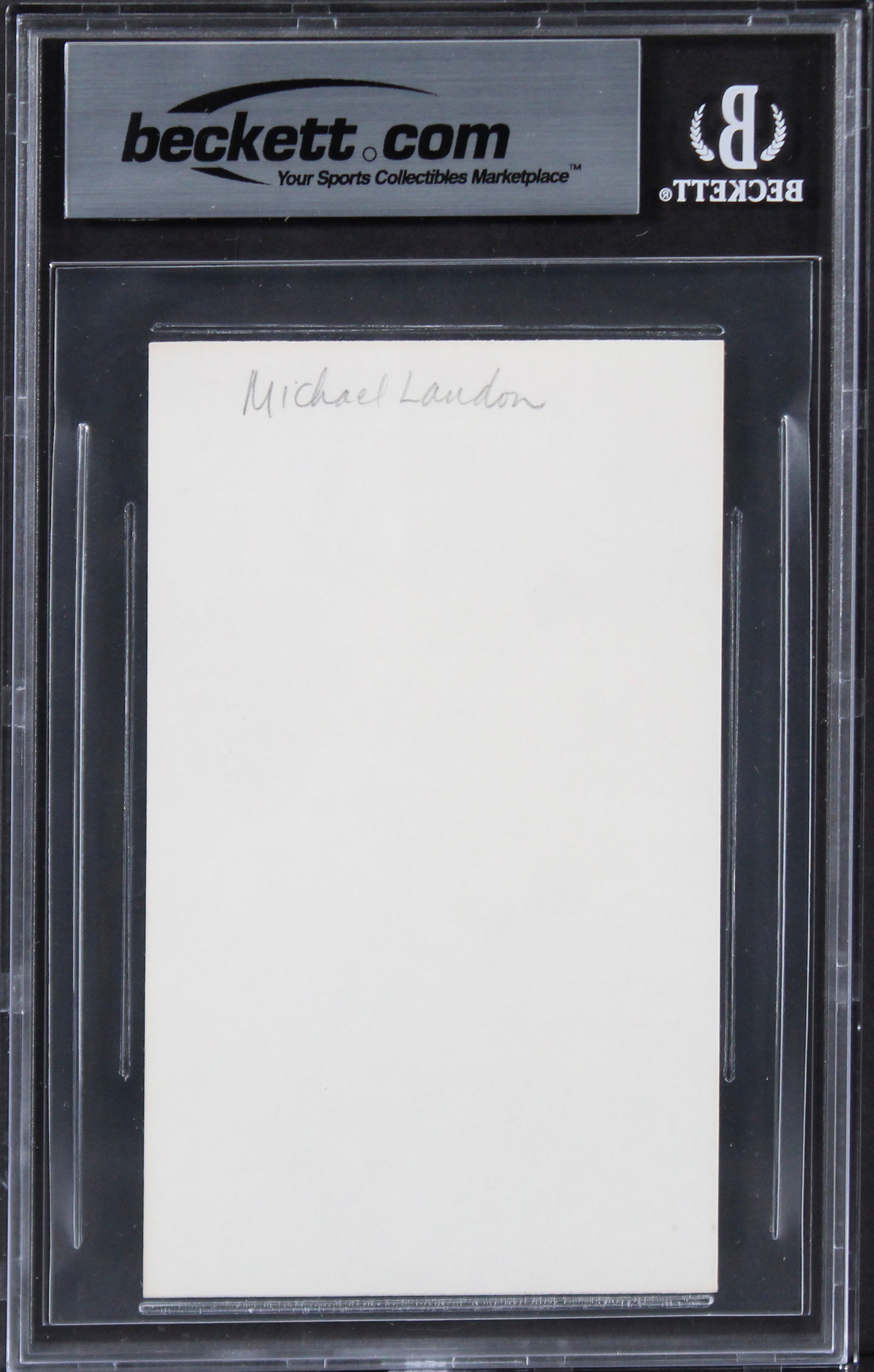 Michael Landon Bonanza Authentic Signed 3x5 Index Card Autographed BAS Slabbed