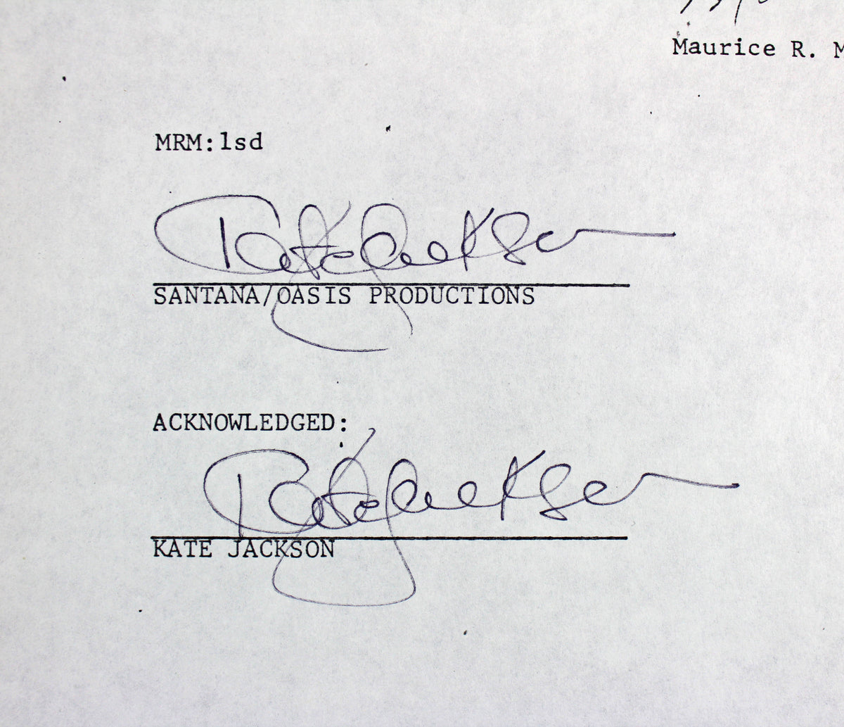 Kate Jackson Charlie's Angels 2x Signed April 28, 1978 4 Page Contract PSA