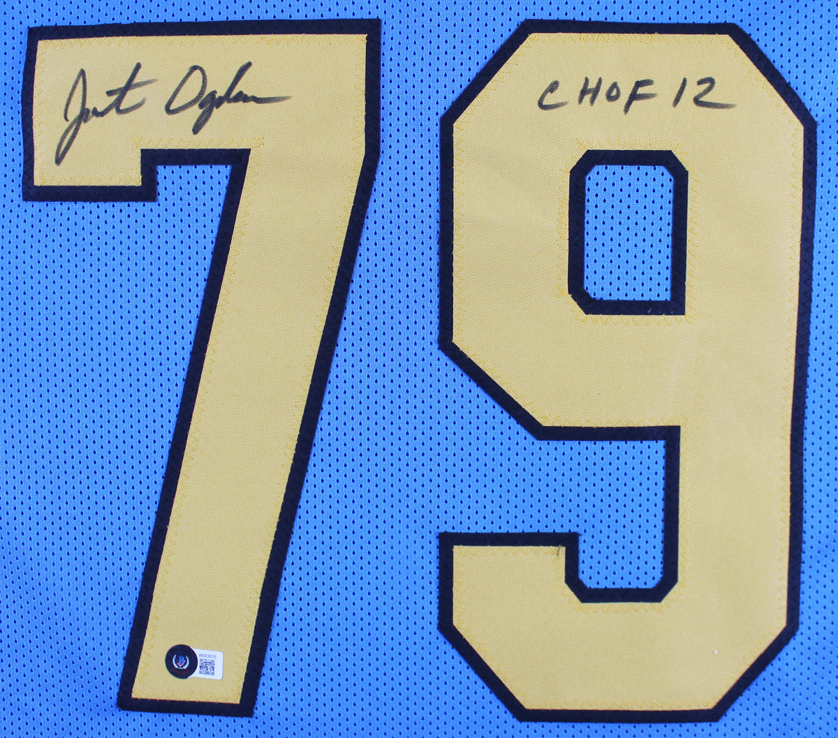 UCLA Jonathan Ogden "CHOF 12" Signed Powder Blue Pro Style Jersey BAS Witnessed