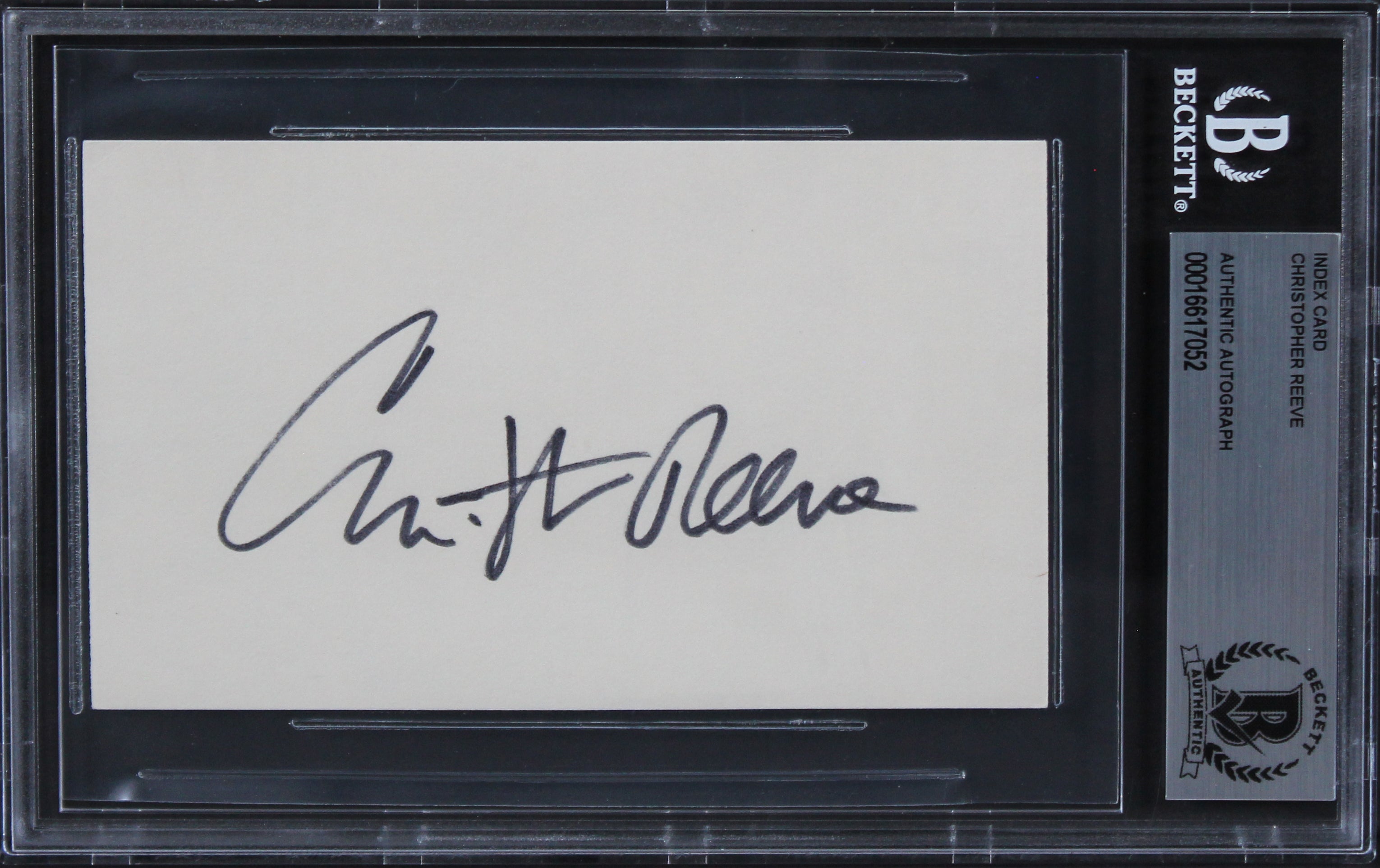 Christopher Reeve Superman Authentic Signed 3x5 Index Card BAS Slabbed 1