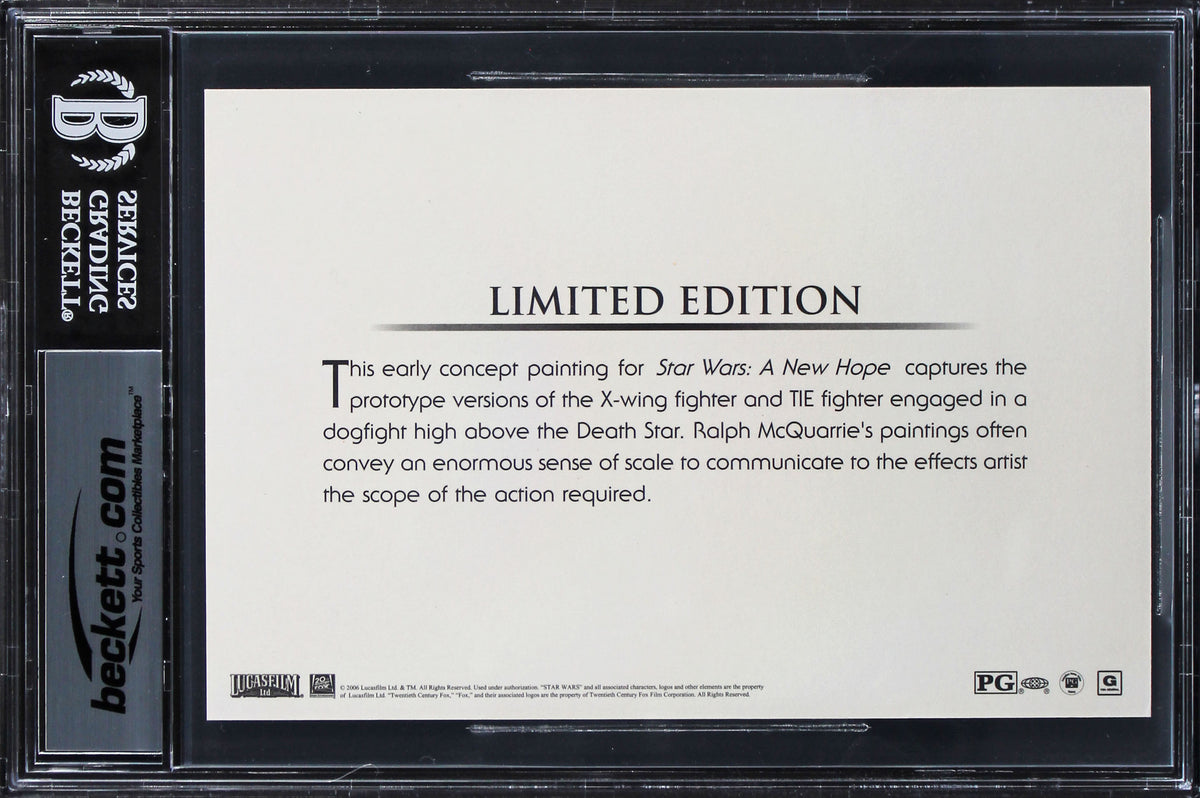Ralph McQuarrie Star Wars A New Hope Signed 4.75x7.25 LE Photo Auto 10! BAS Slab