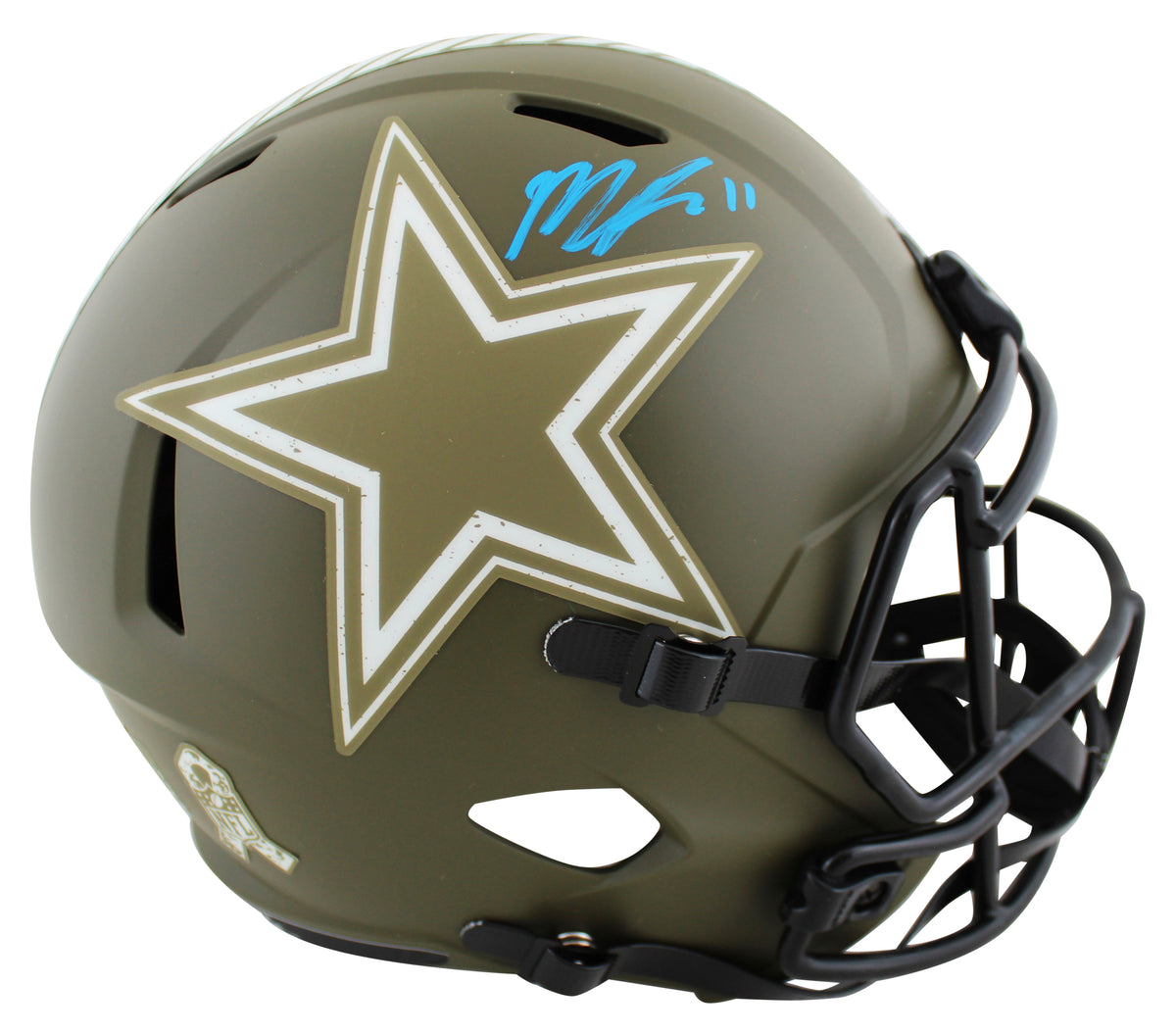Cowboys Micah Parsons Signed Salute To Service Full Size Speed Rep Helmet Fan