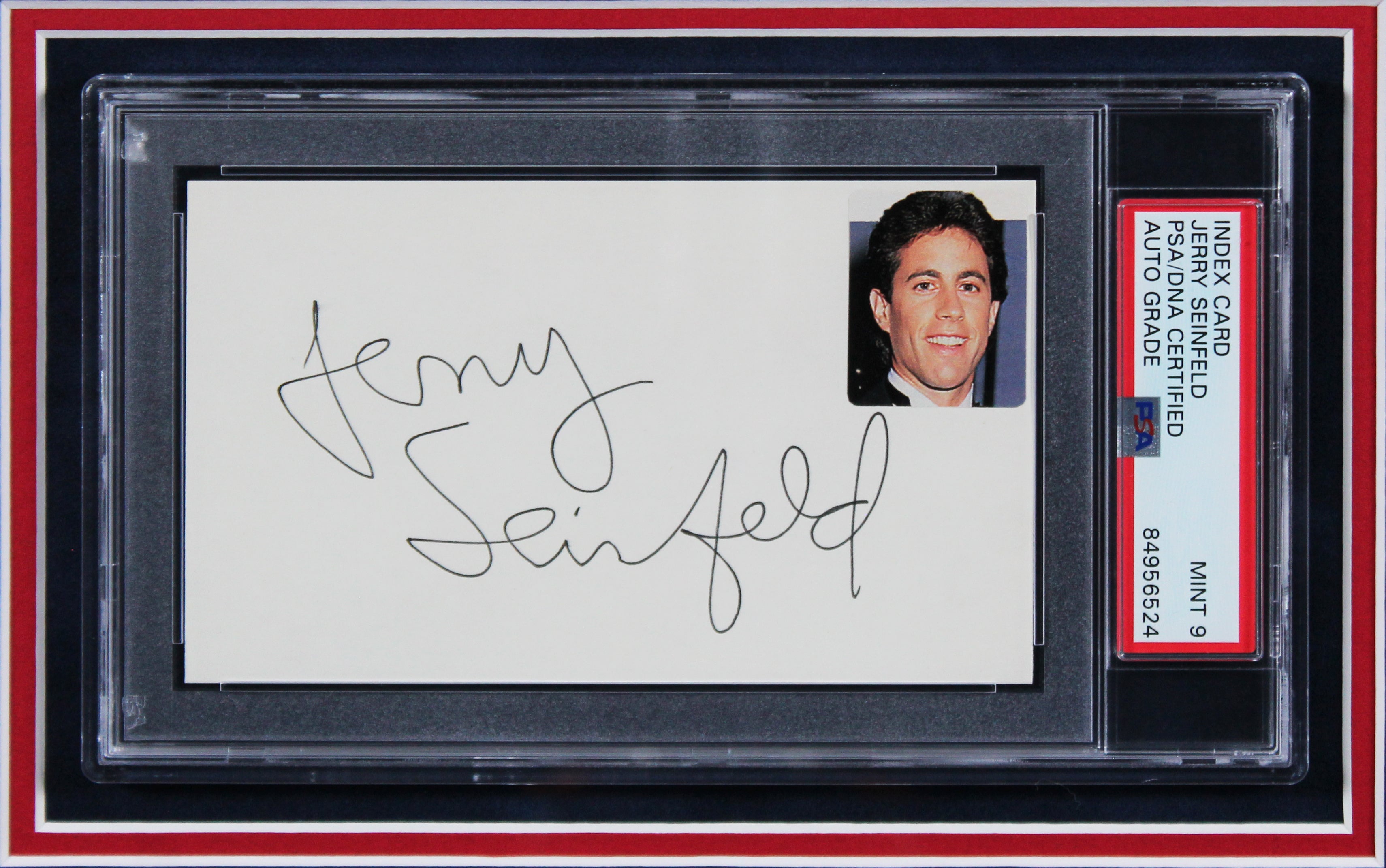 Jerry Seinfeld Authentic Signed & Framed 3x5 Index Card PSA/DNA Slabbed