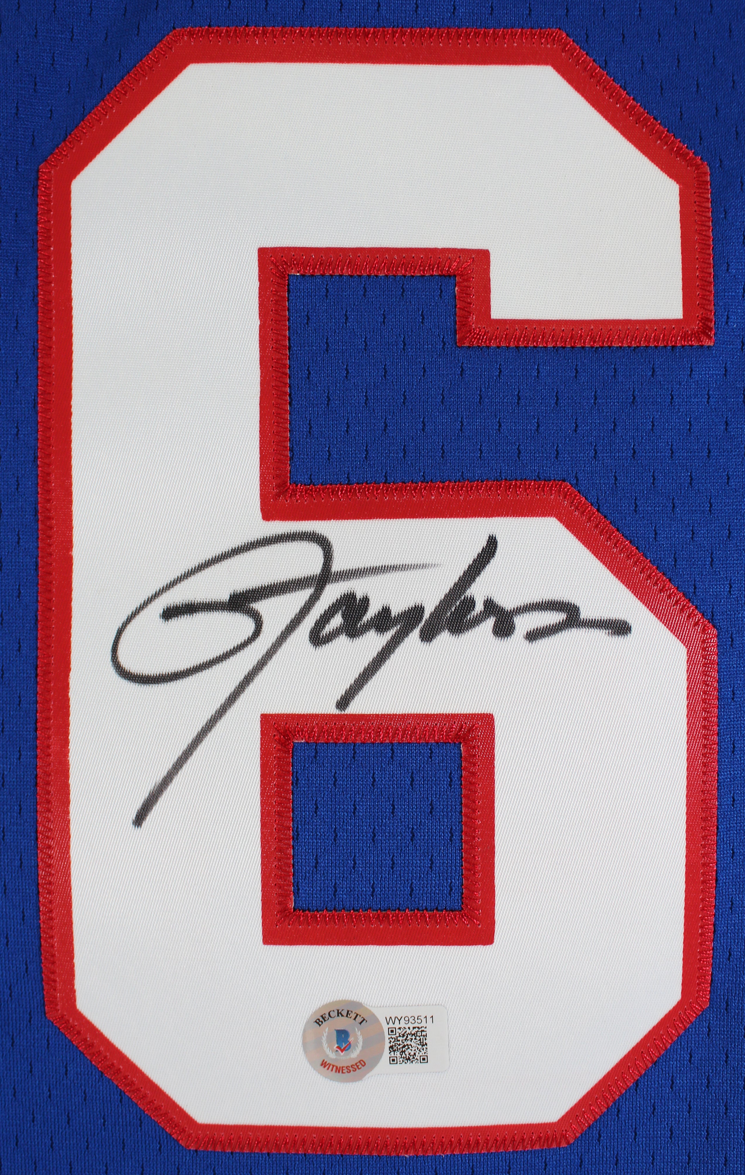 Giants Lawrence Taylor Authentic Signed Blue Mitchell & Ness Jersey BAS Witness