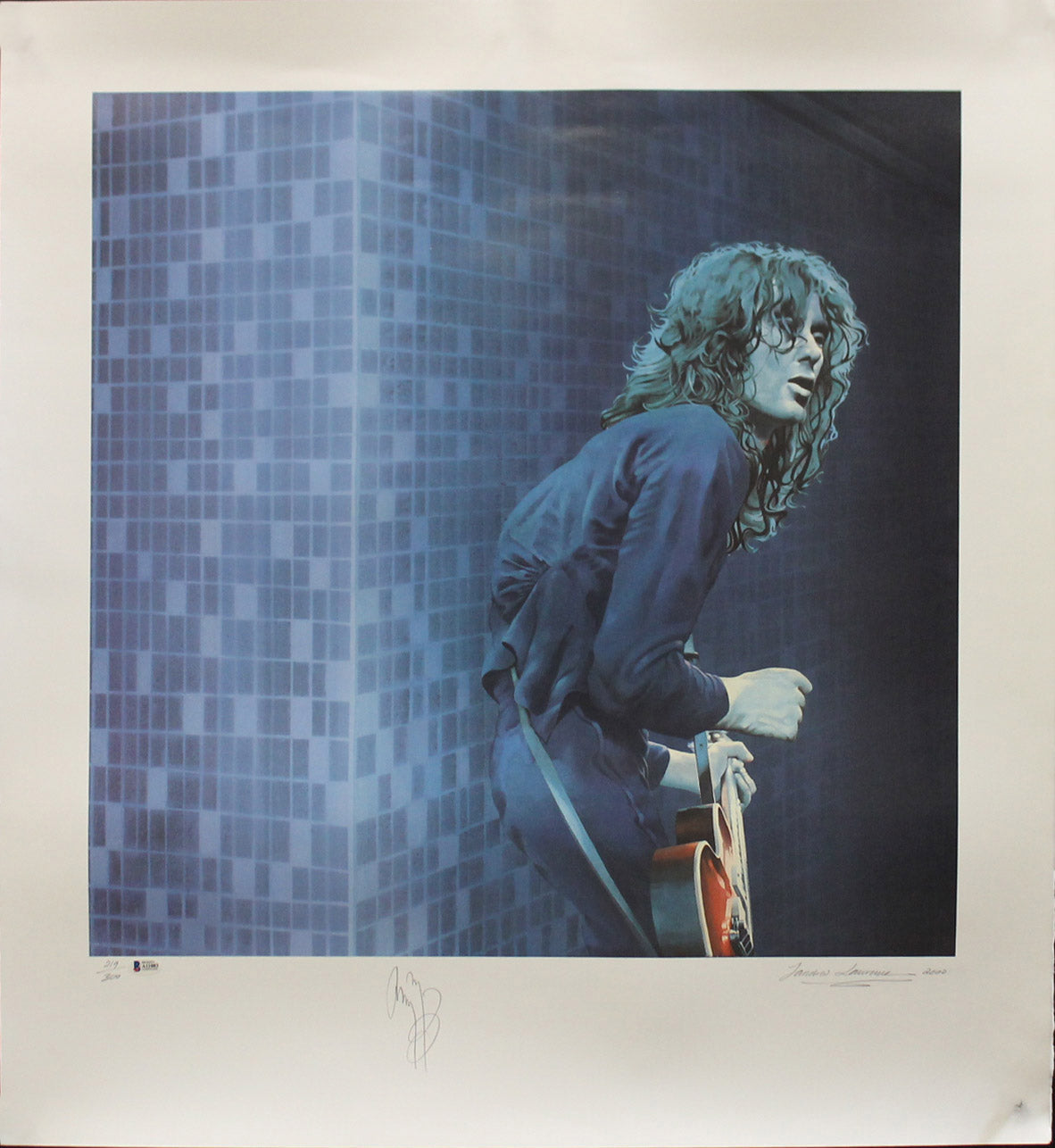 Jimmy Page Signed 30x33 Sandra Lawrence Art Print LE #219/300 Auto Graded 10 BAS