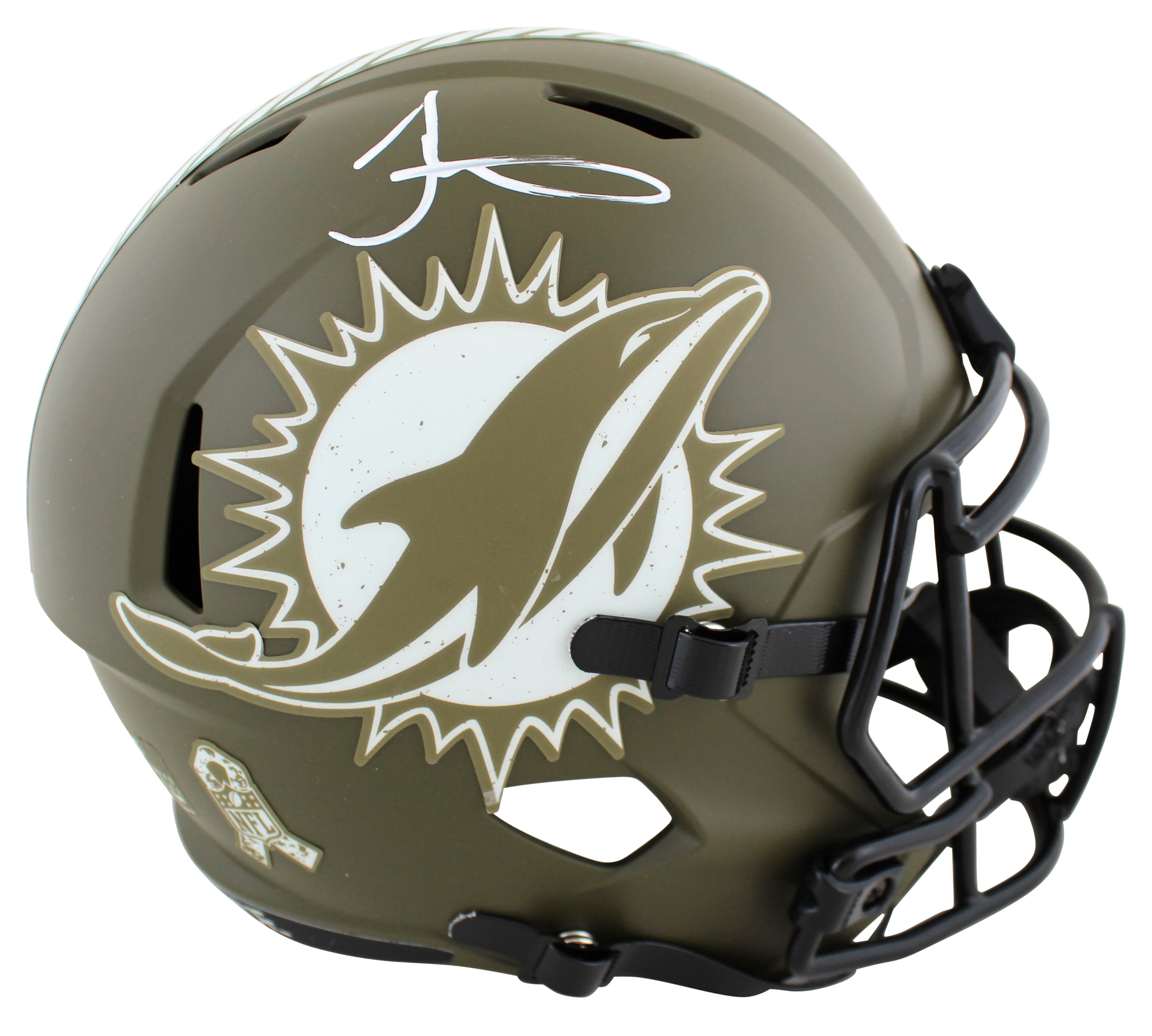 Dolphins Tyreek Hill Signed Salute To Service Full Size Speed Rep Helmet BAS Wit