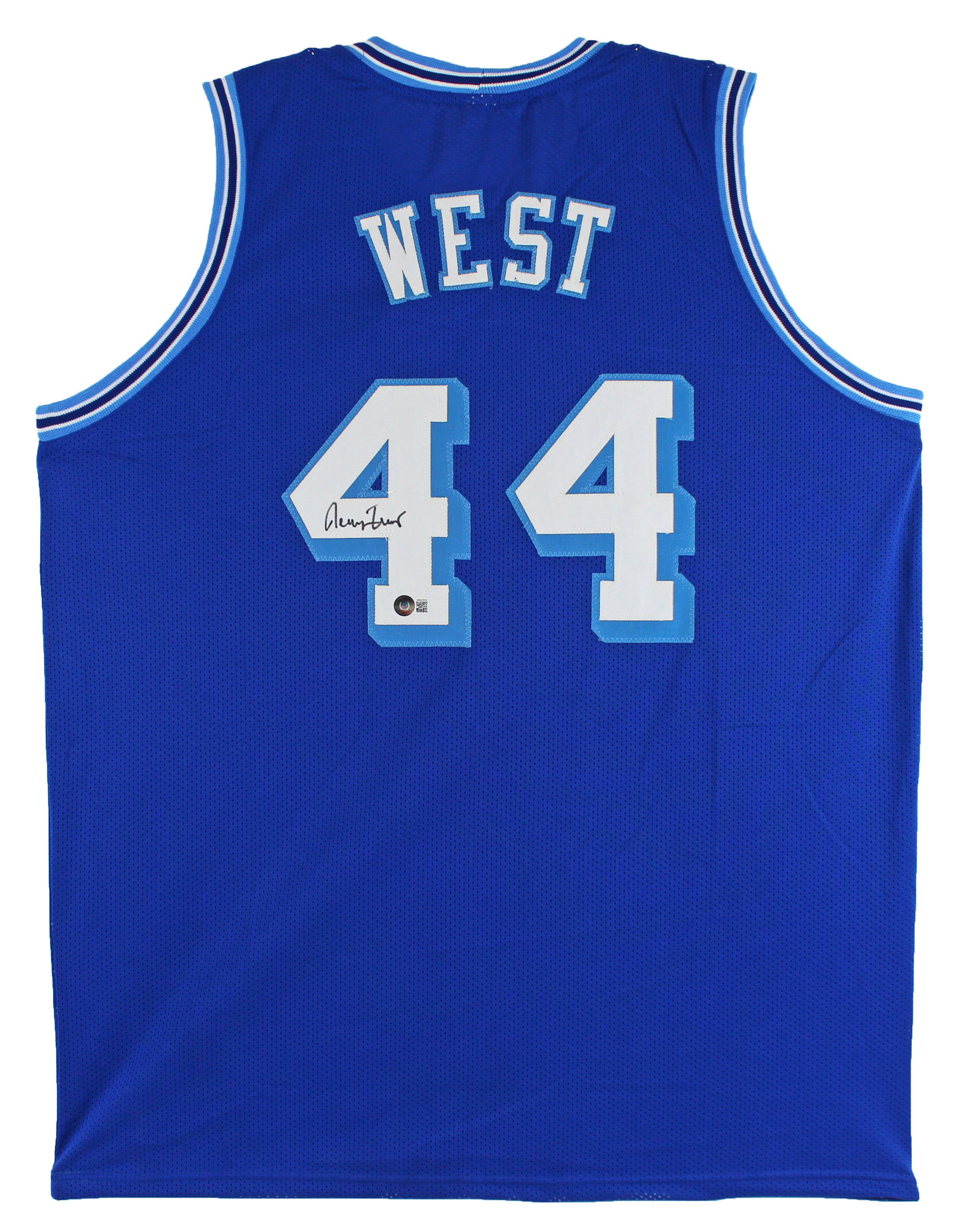 Jerry West Authentic Signed Blue Throwback Pro Style Jersey Autographed BAS Wit