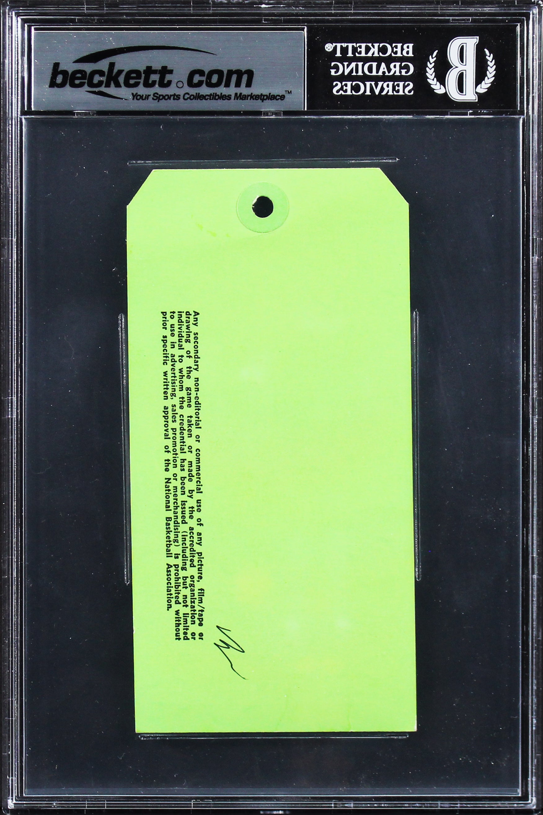 Lakers Magic Johnson Signed 1988-89 LAL Vs BOS Media Pass Auto 10! BAS Slab