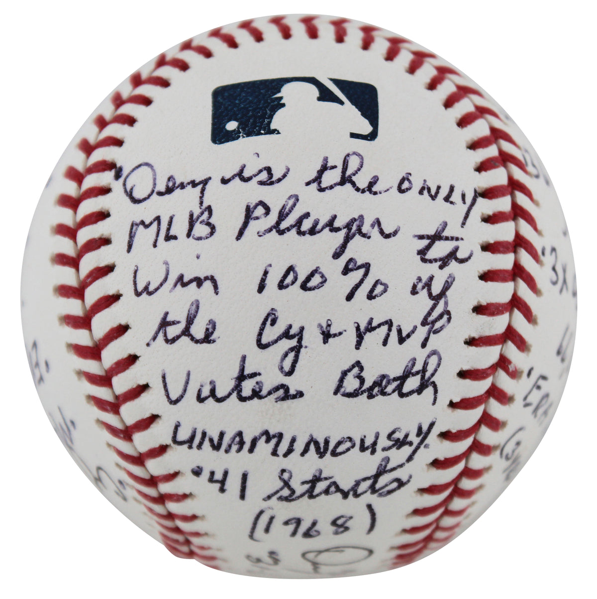 Tigers Denny McLain "Career Stat' Mantle Story Signed Oml Baseball PSA #AE69876