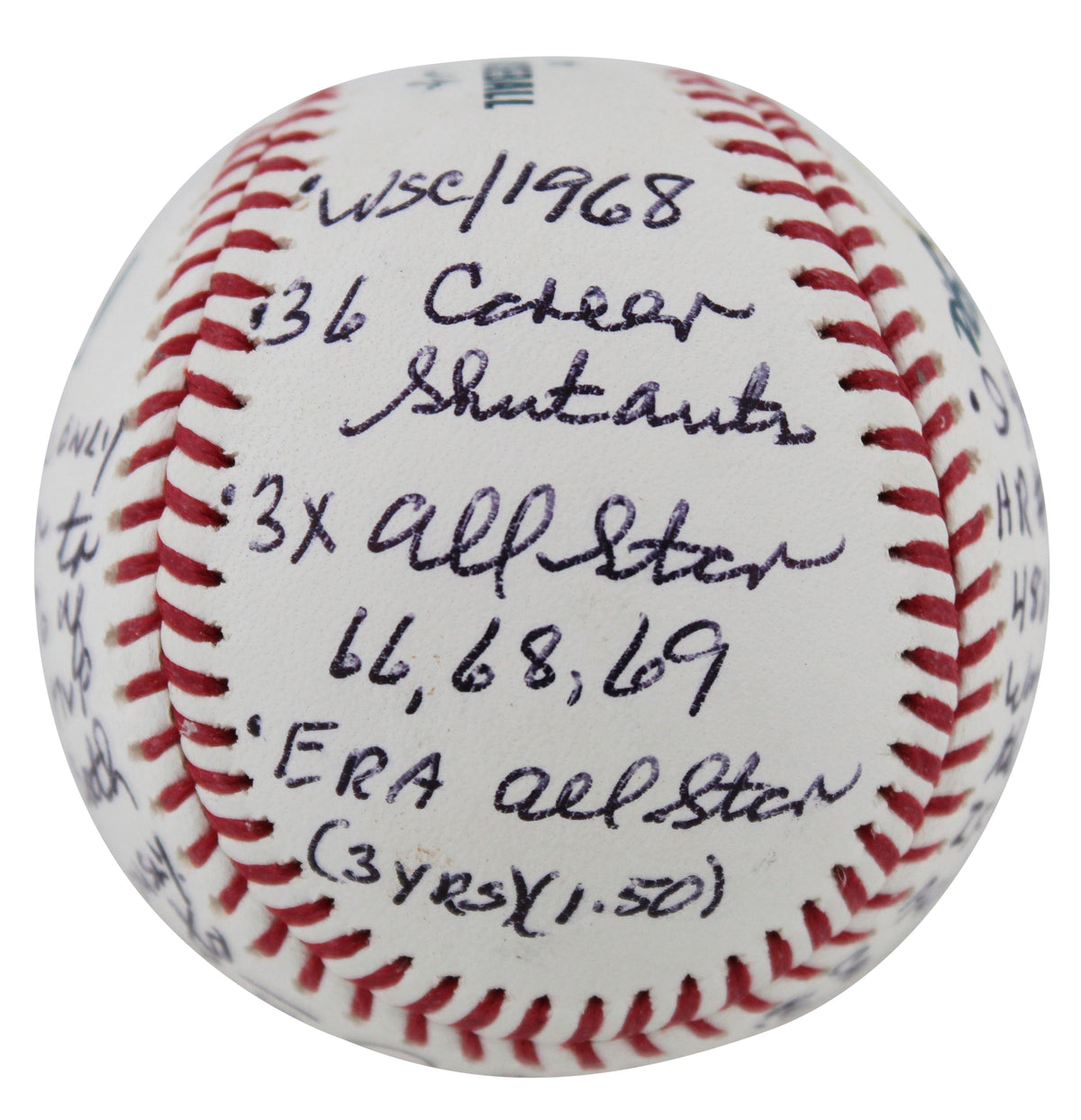 Tigers Denny McLain "Career Stat' Mantle Story Signed Oml Baseball PSA #AE69876