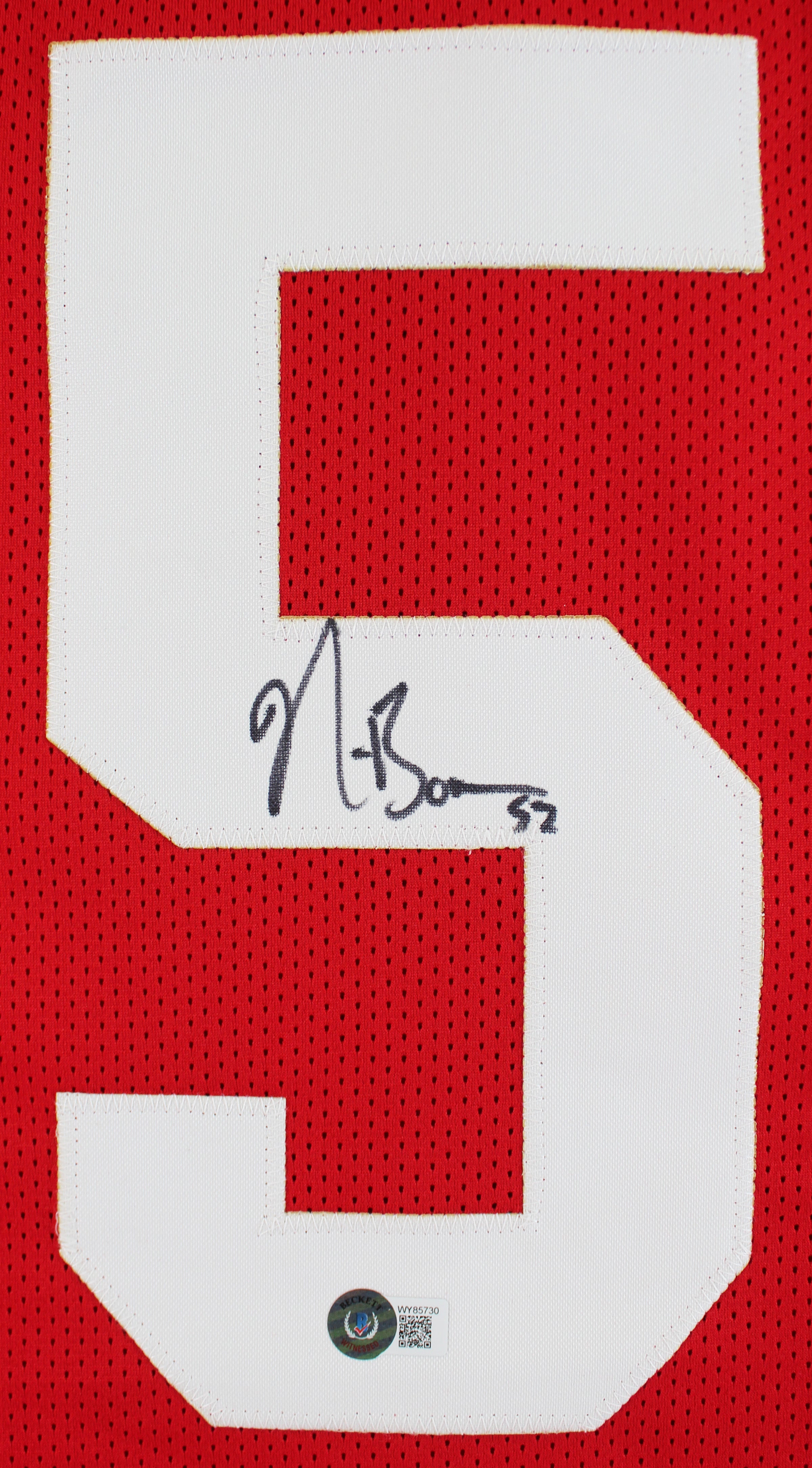 Navorro Bowman Authentic Signed Red Pro Style Jersey Autographed BAS