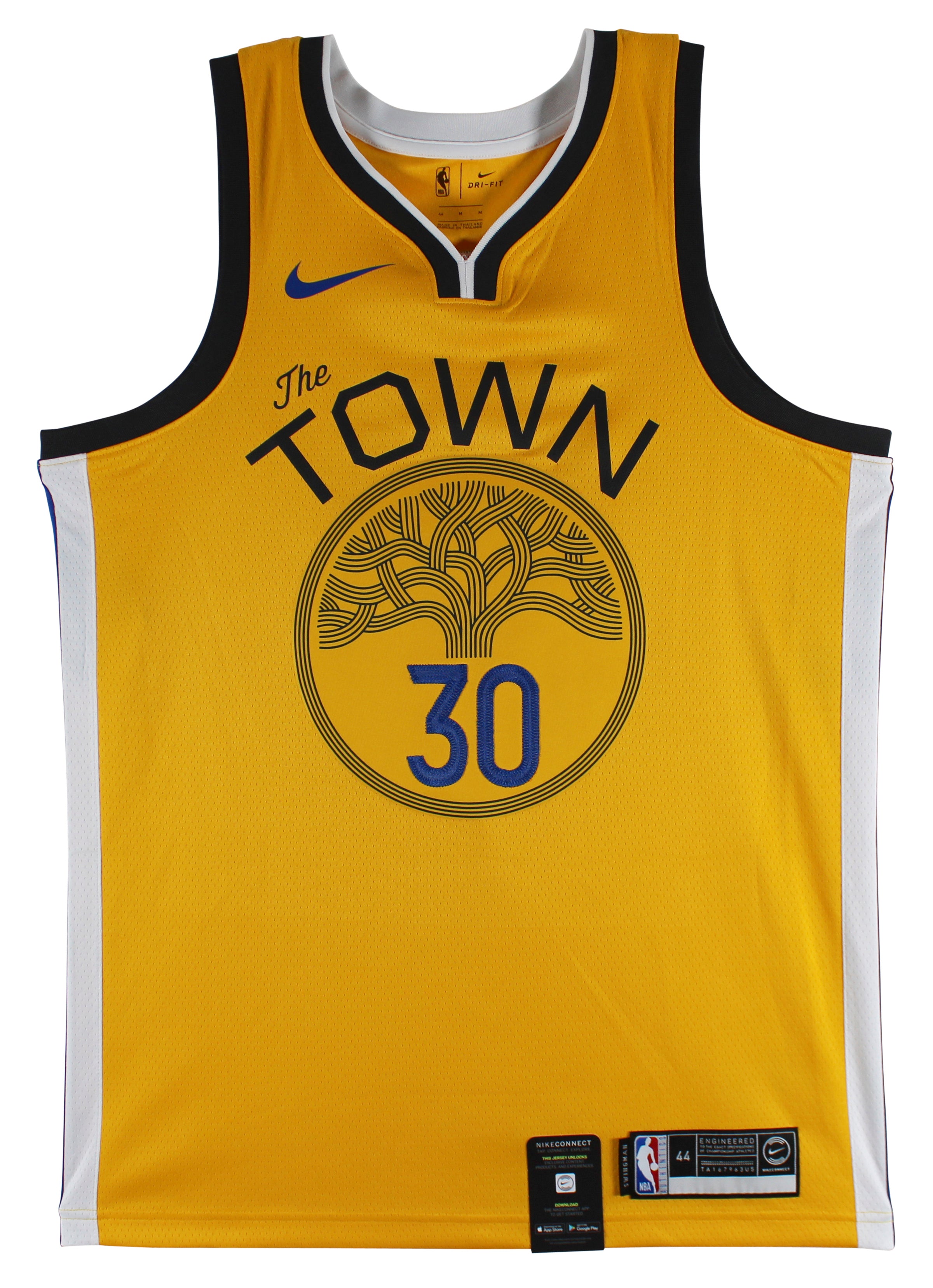Warriors Stephen Curry Authentic Signed Yellow The City Nike Jersey BAS #AB77780