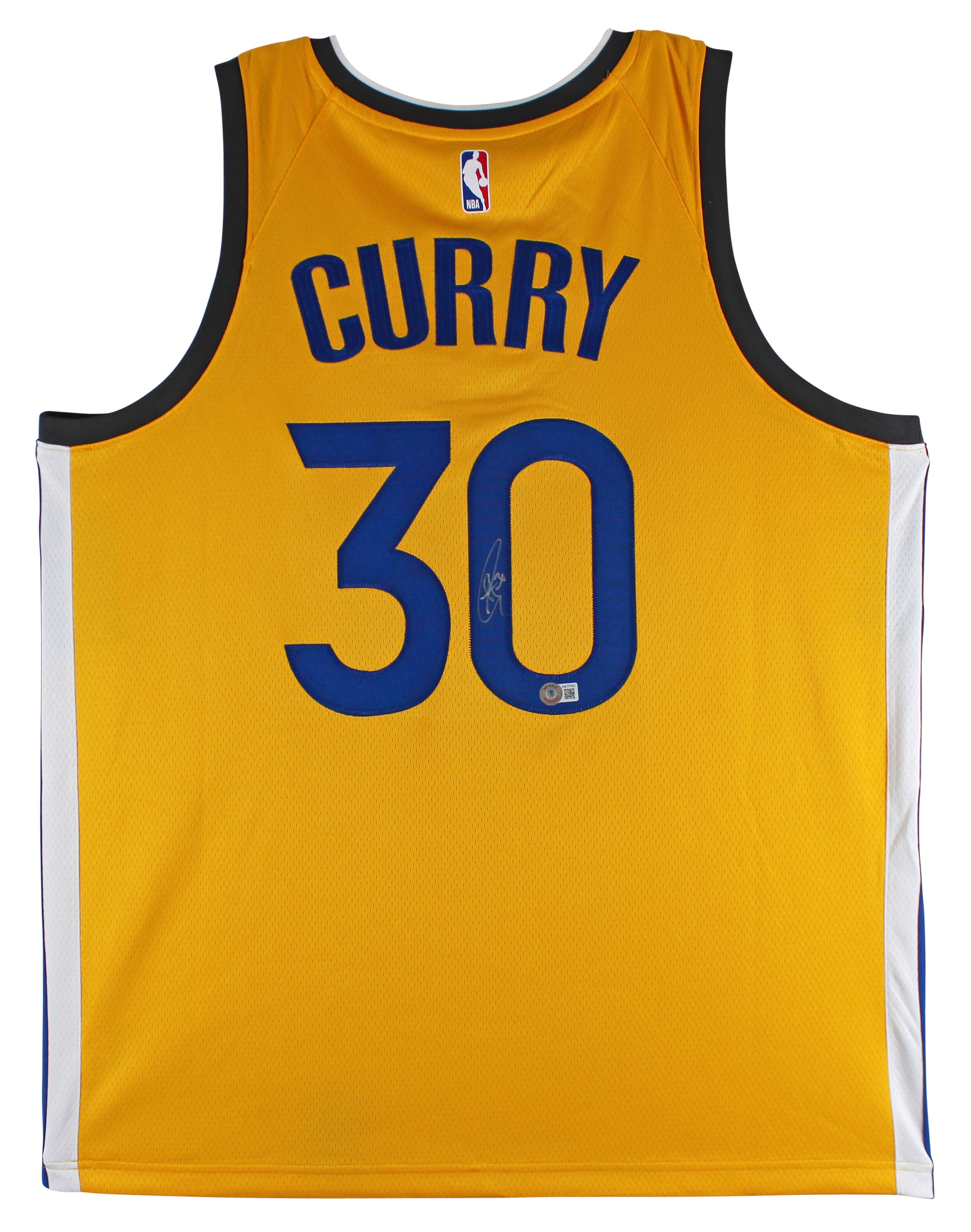 Warriors Stephen Curry Authentic Signed Yellow The City Nike Jersey BAS #AB77783