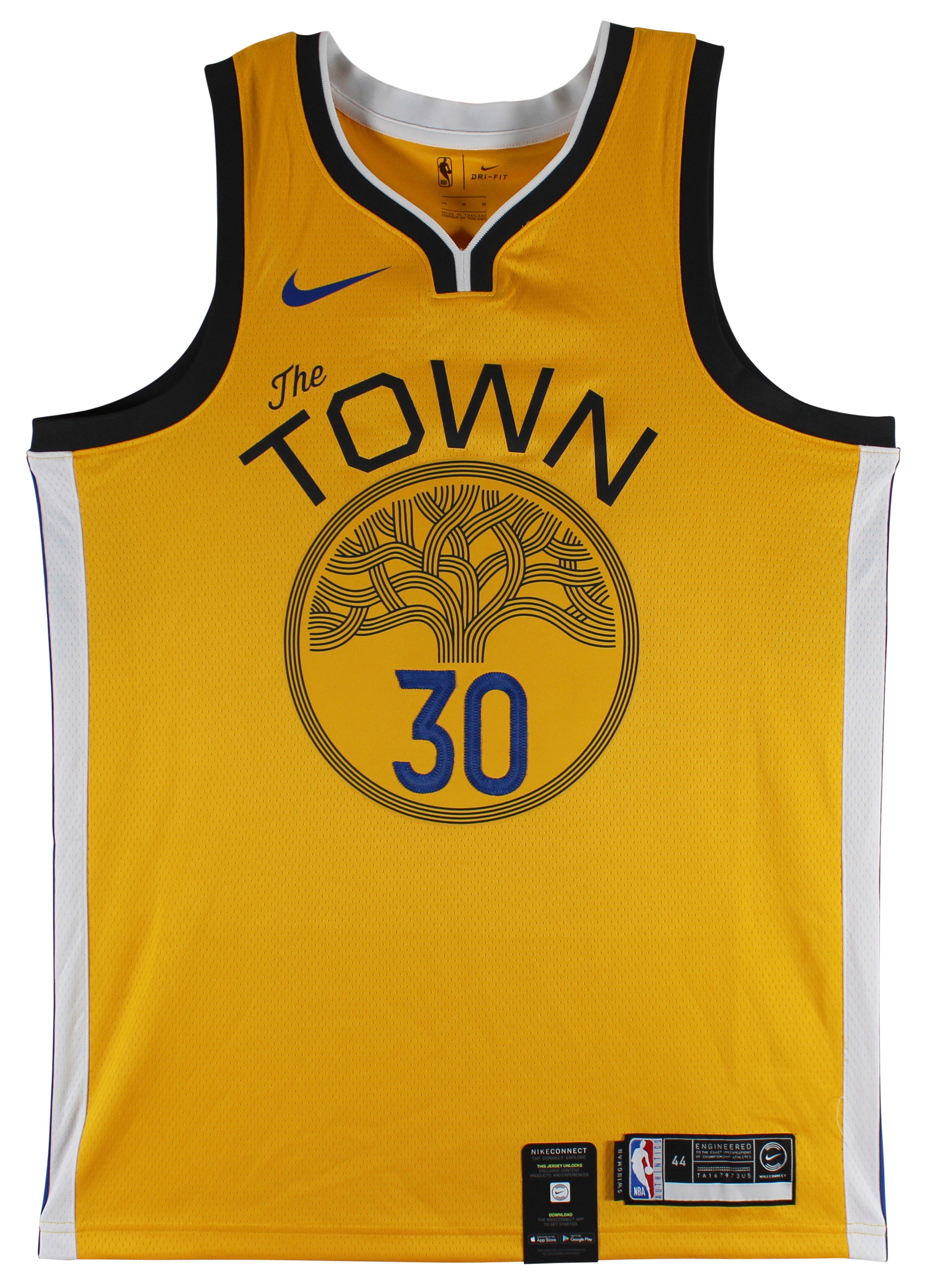 Warriors Stephen Curry Authentic Signed Yellow The City Nike Jersey BAS #AB77779