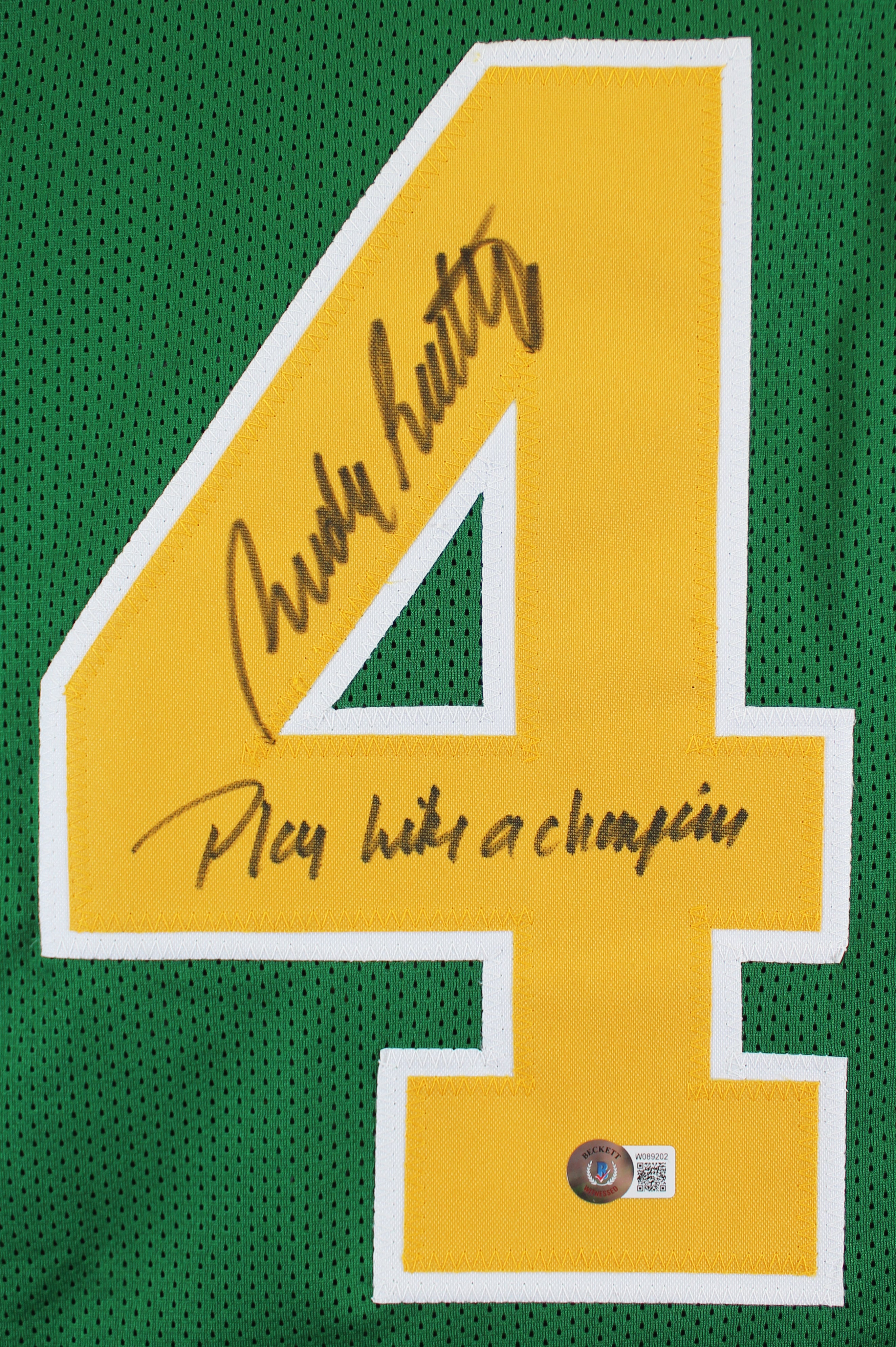 Notre Dame Rudy Ruettiger Authentic Signed Green Pro Style Jersey w Stat BAS Wit