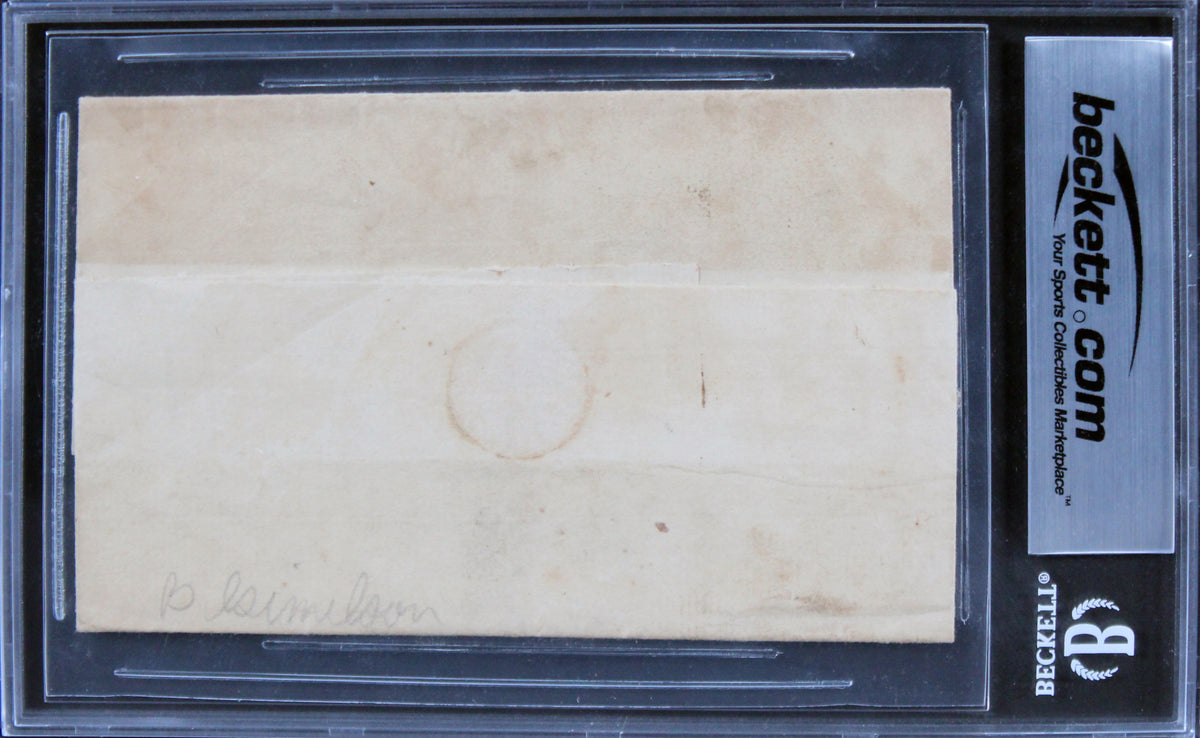 John Adams Authentic Signed 3.25x5 1810 Free Frank To Benjamin Rush BAS Slabbed