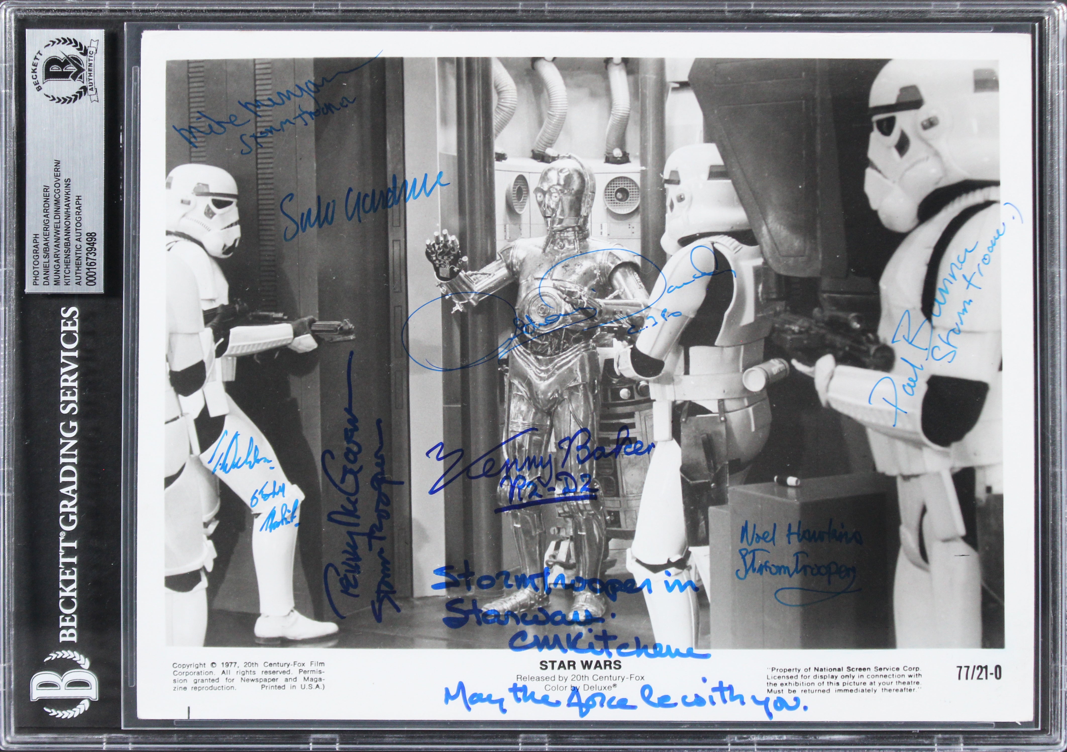 Star Wars (9) Baker, Daniels, Gardner, Mungarven Signed 8x10 Photo BAS Slabbed