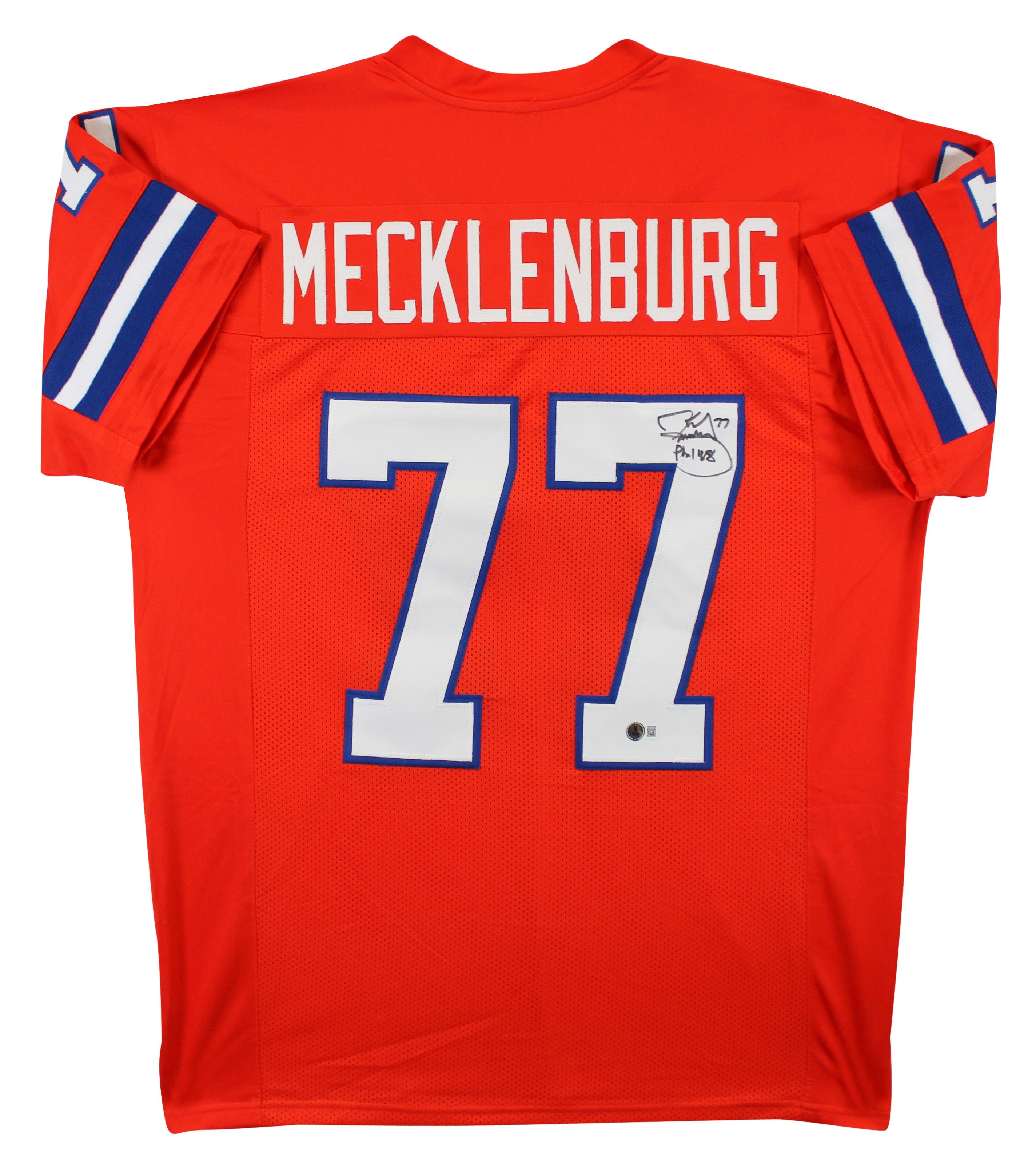 Karl Mecklenburg Authentic Signed Orange Throwback Pro Style Jersey BAS Witness
