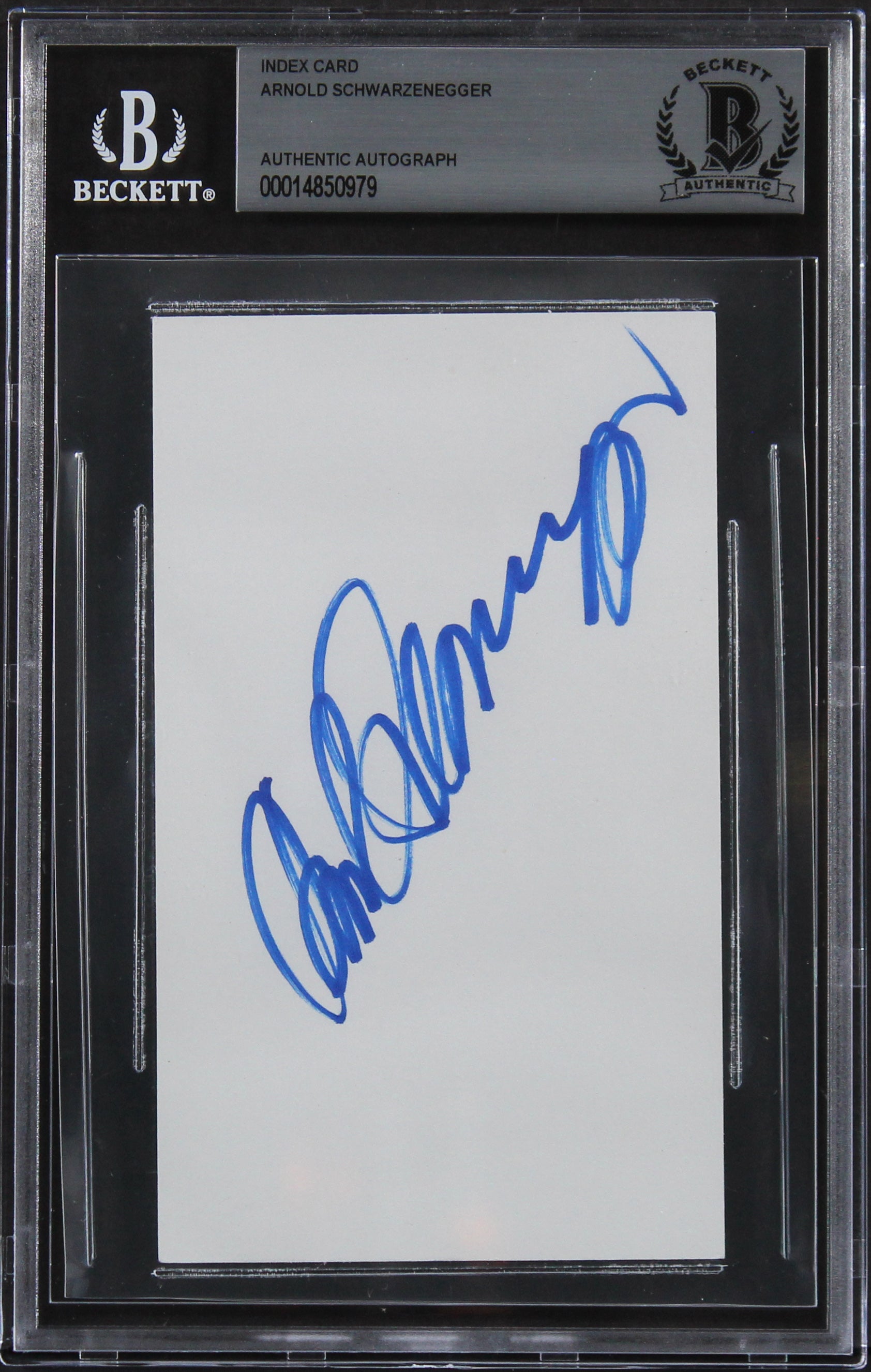 Arnold Schwarzenegger Terminator Authentic Signed 3x5 Index Card BAS Slabbed