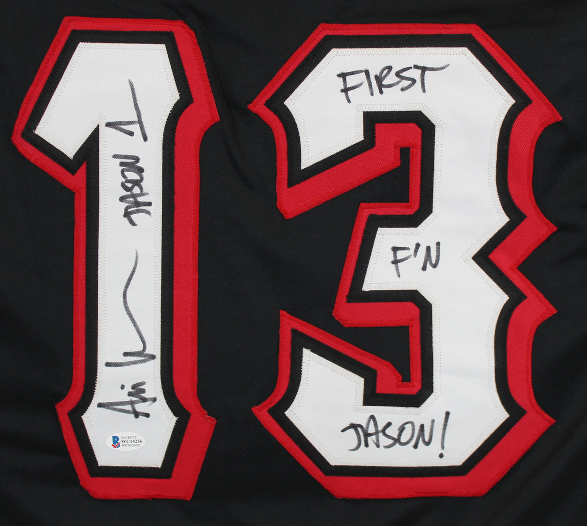 Ari Lehman "First F'n Jason" Signed Black Jason Voorhees Hockey Jersey BAS