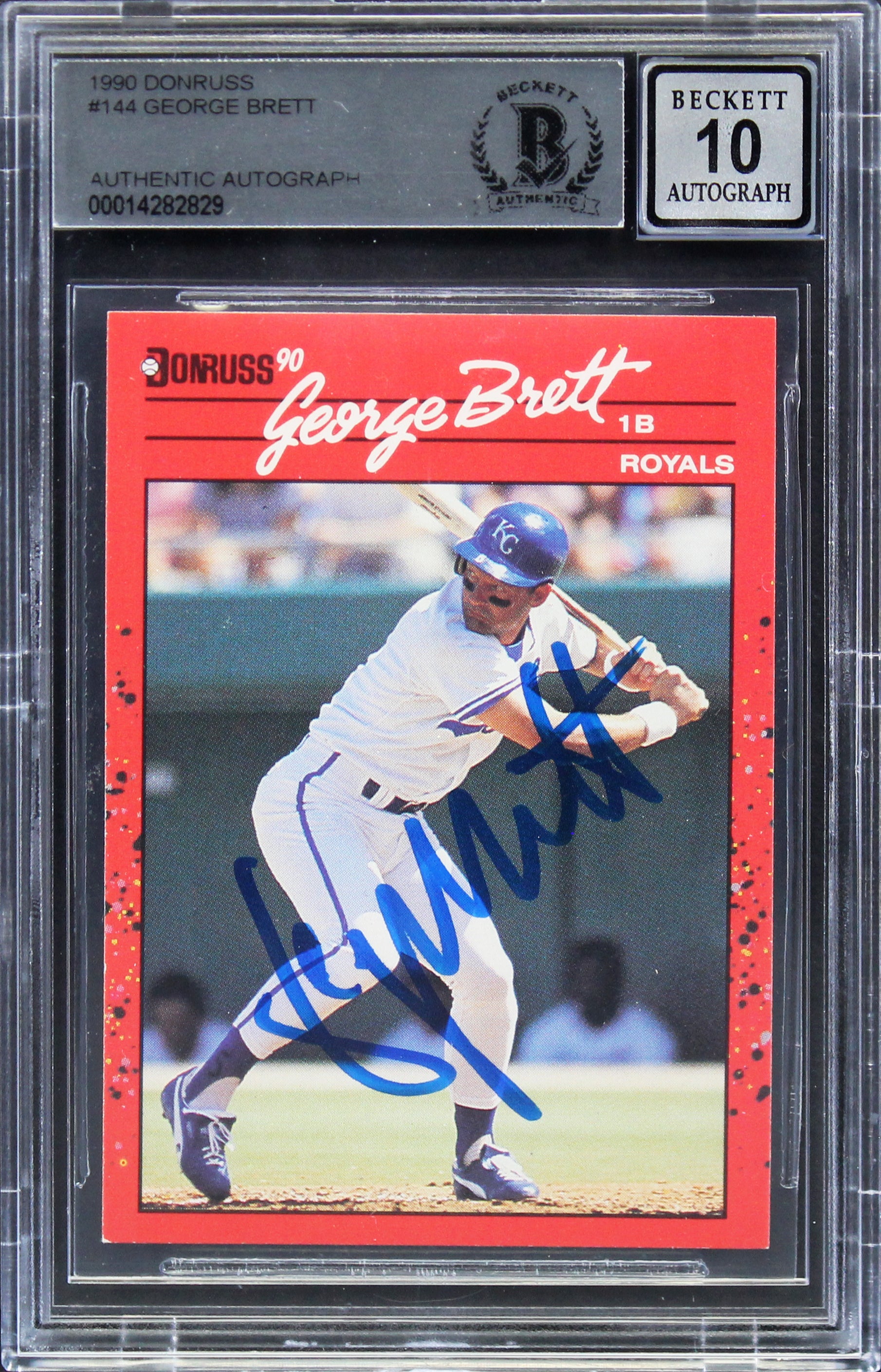 Royals George Brett Authentic Signed 1990 Donruss #144 Card Auto 10! BAS Slabbed
