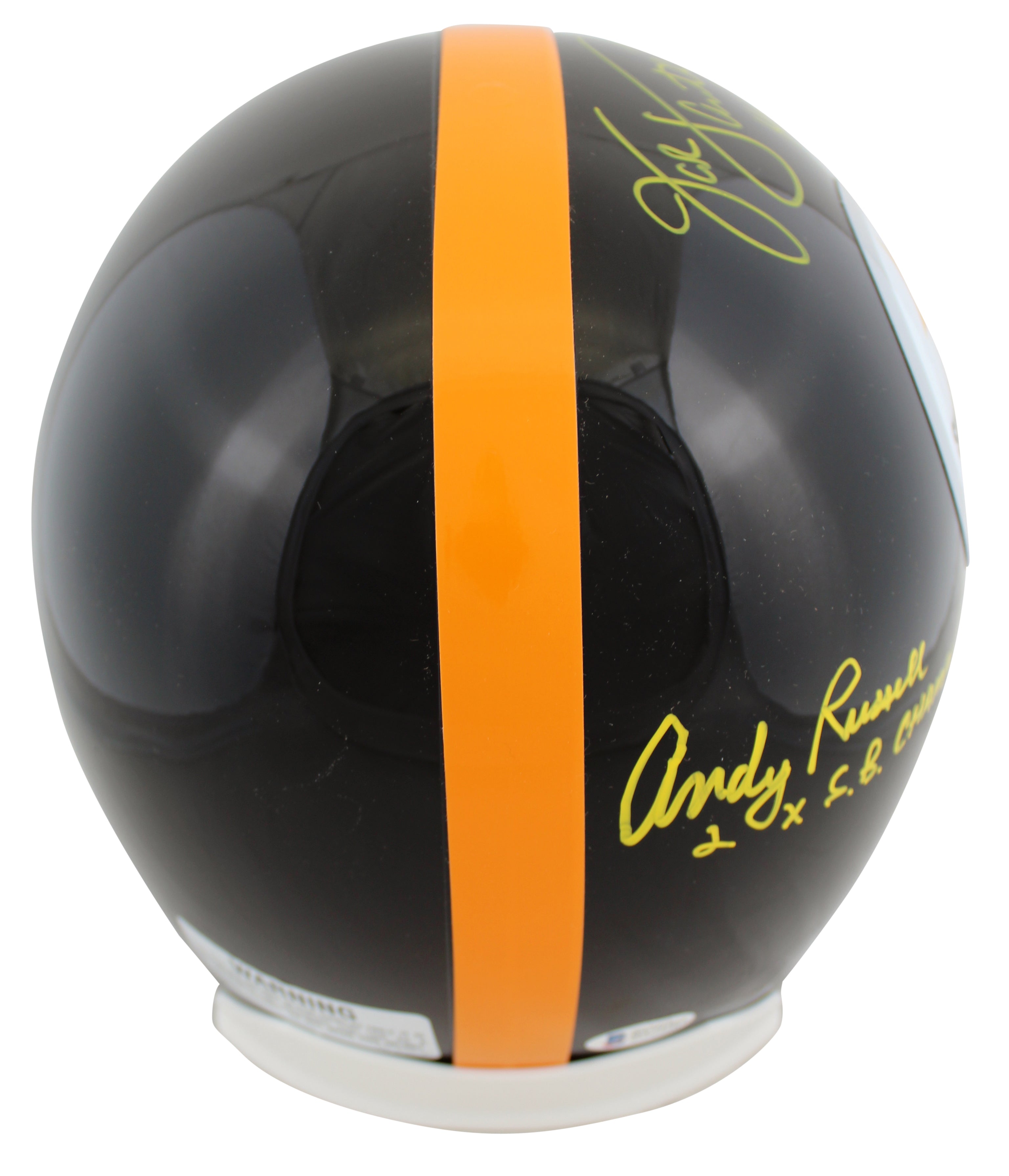 Steelers LB's (3) Lambert, Ham & Russell Signed Full Size TB Rep Helmet BAS Wit