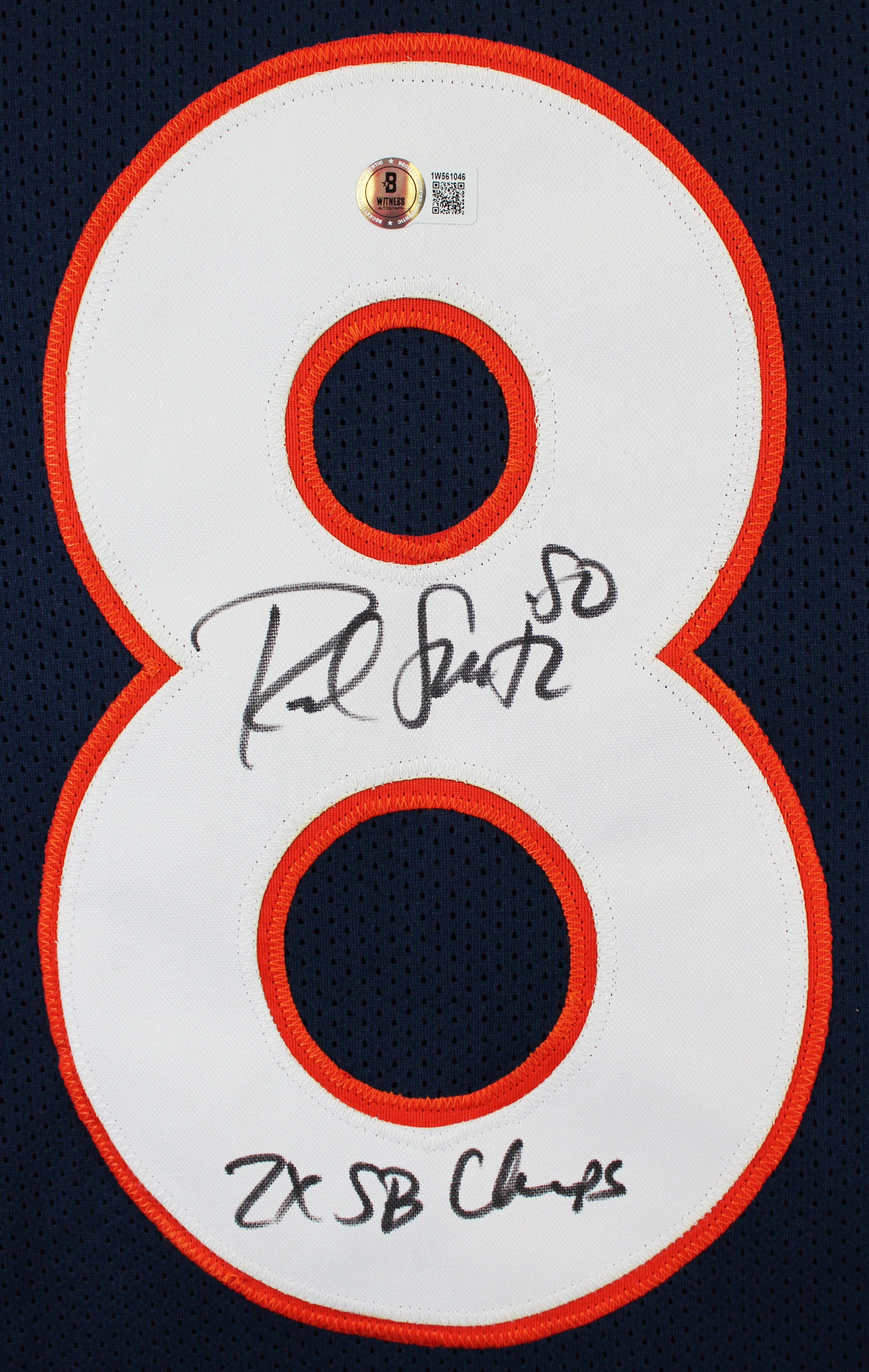 Rod Smith "2x SB Champs" Signed Navy Pro Style Jersey Autographed BAS Witnessed