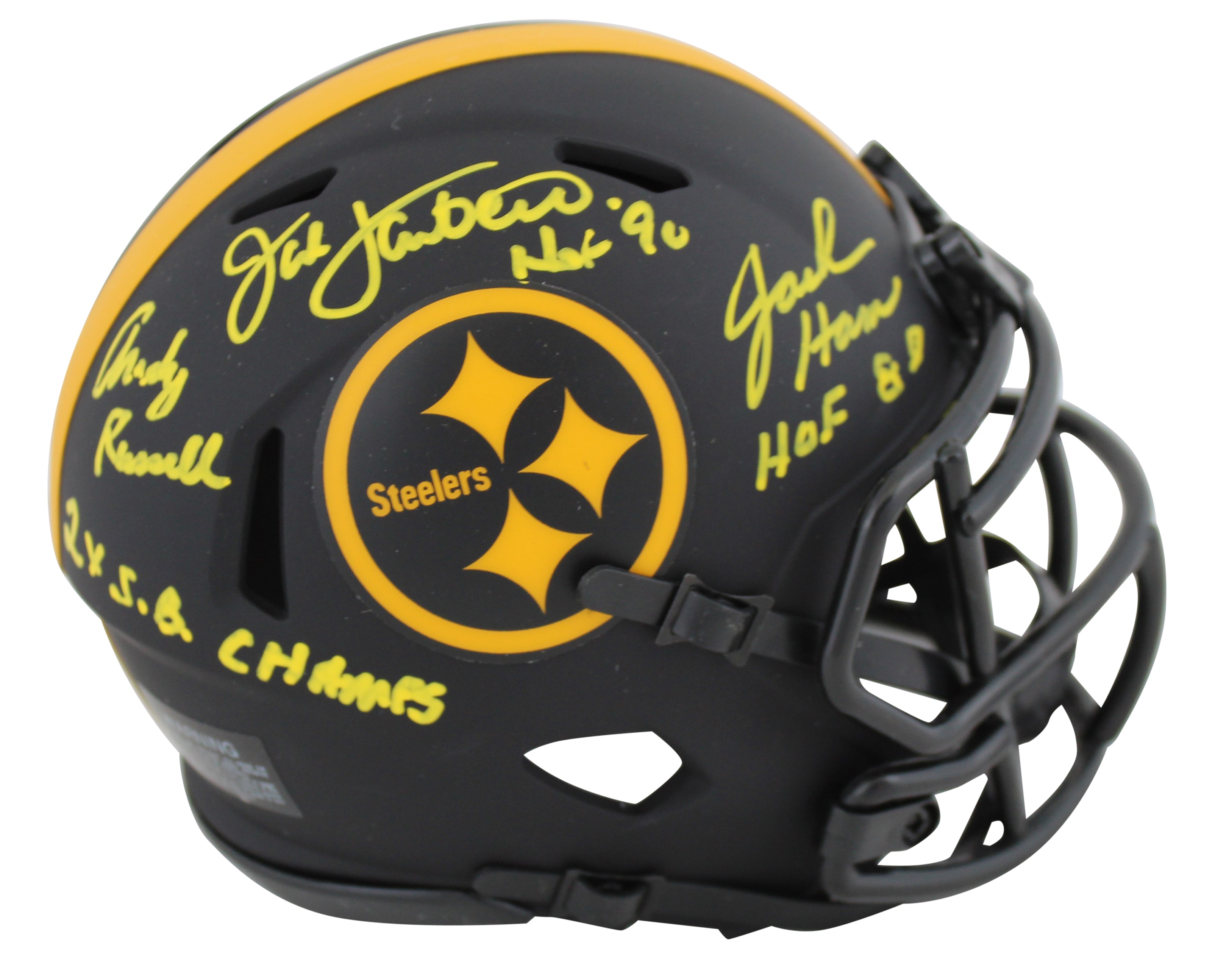 Steelers LB's (3) Lambert, Ham & Russell Signed Eclipse Speed Mini Helmet BAS