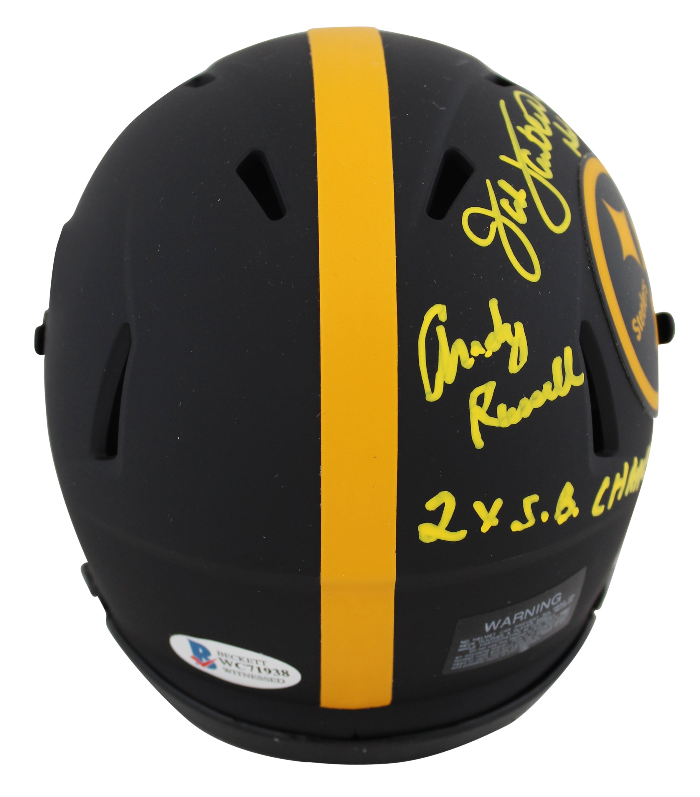 Steelers LB's (3) Lambert, Ham & Russell Signed Eclipse Speed Mini Helmet BAS
