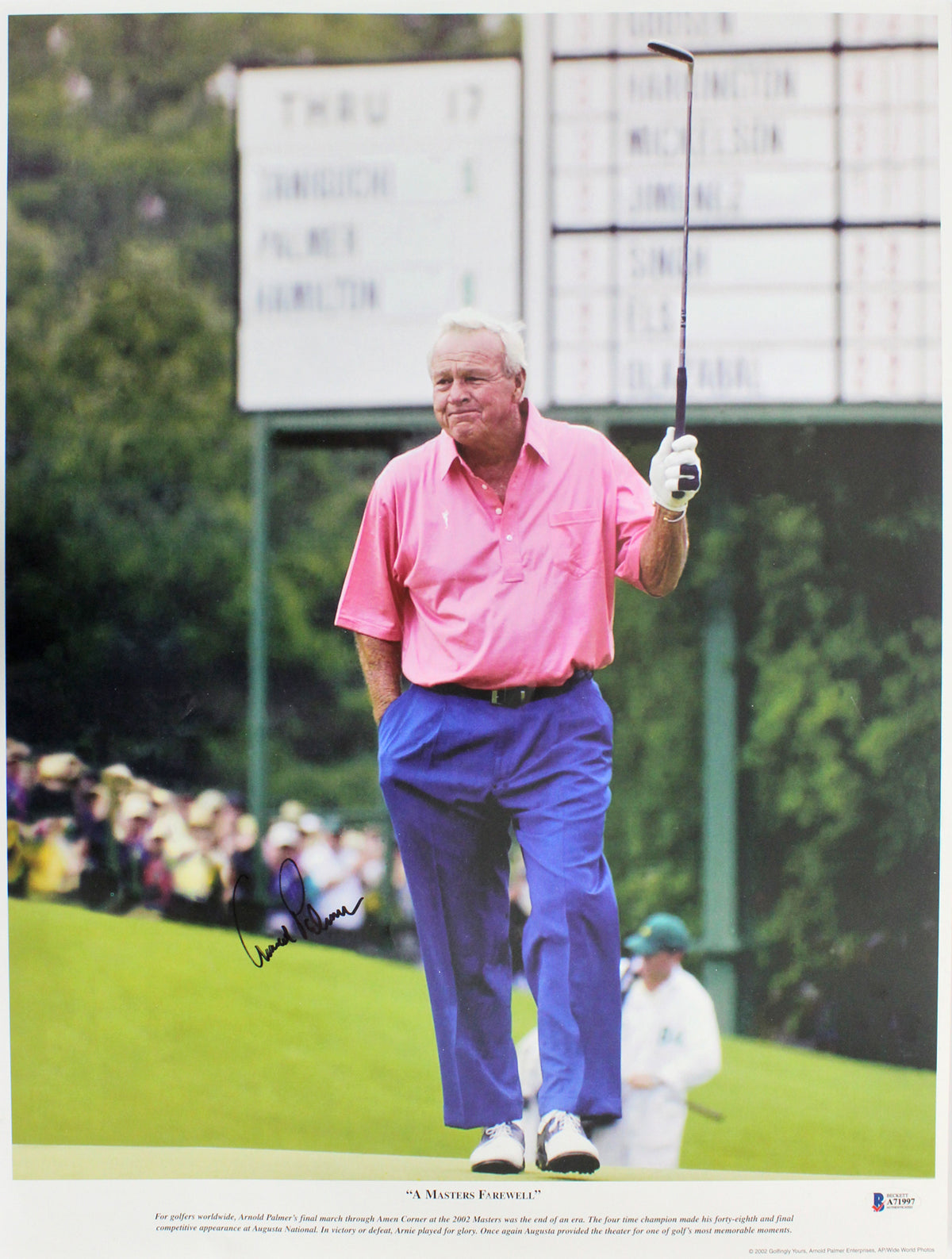 Arnold Palmer Authentic Signed 16.5x21.75 "A Masters Farewell" Photo BAS #A71997