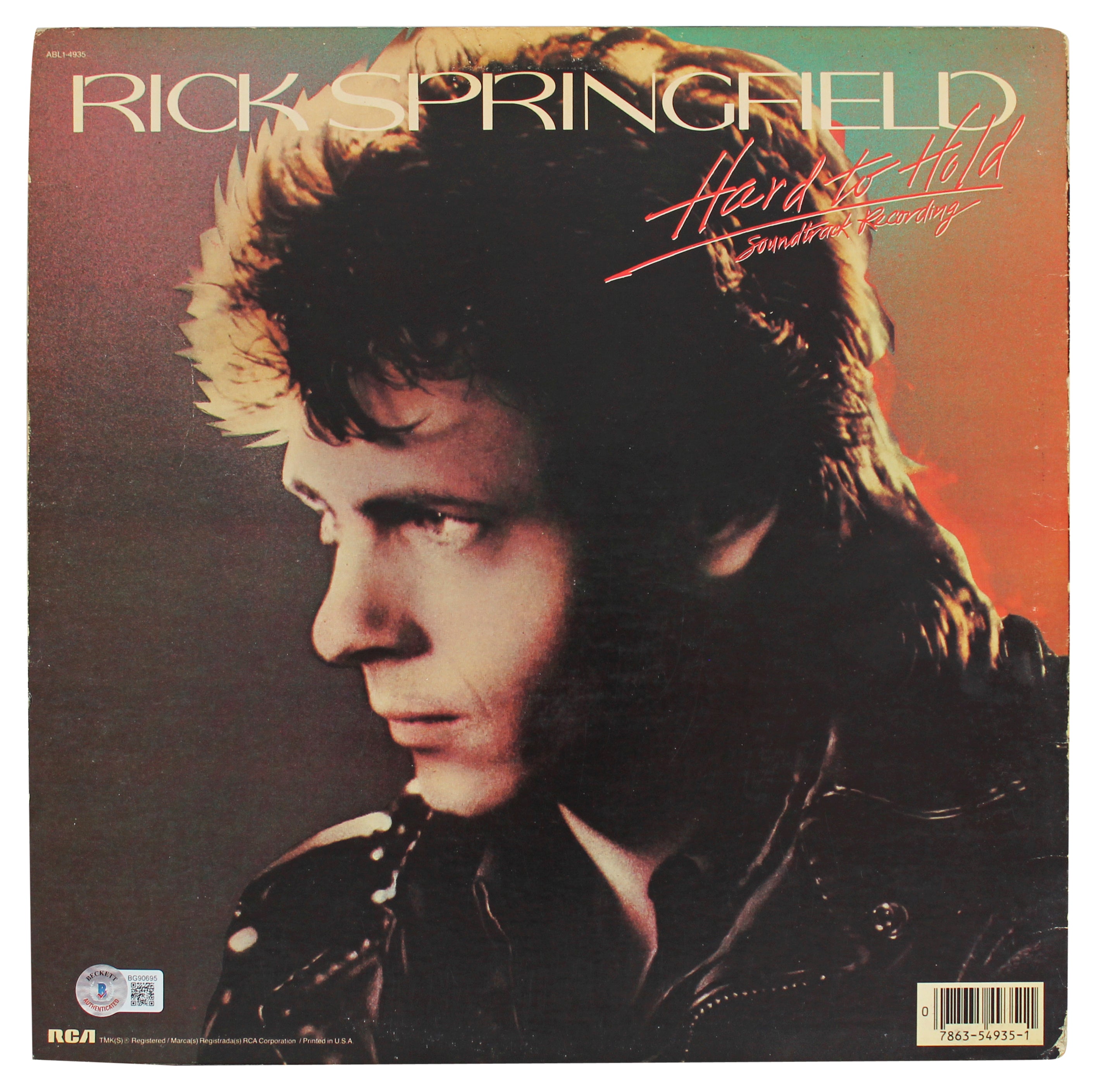 Rick Springfield "Lilly" Authentic Signed Hard To Hold Album Cover BAS #BG90695