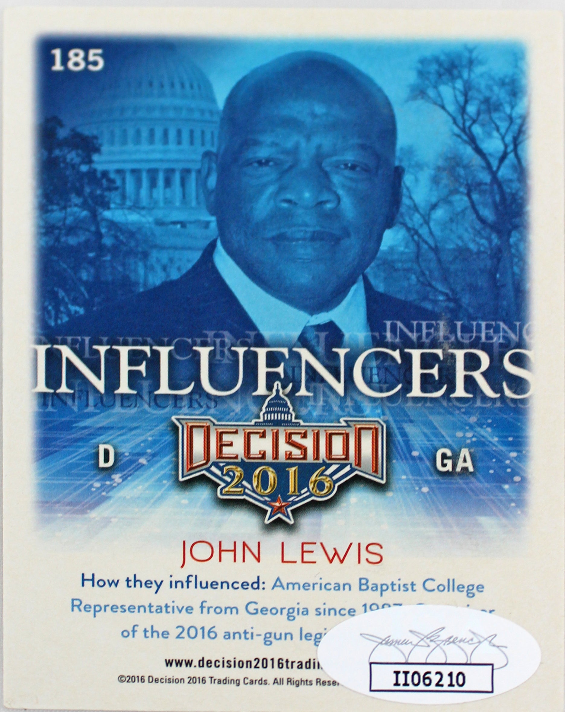 John Lewis Signed Decision 2016 Influencers #185 Trading Card JSA #II06210