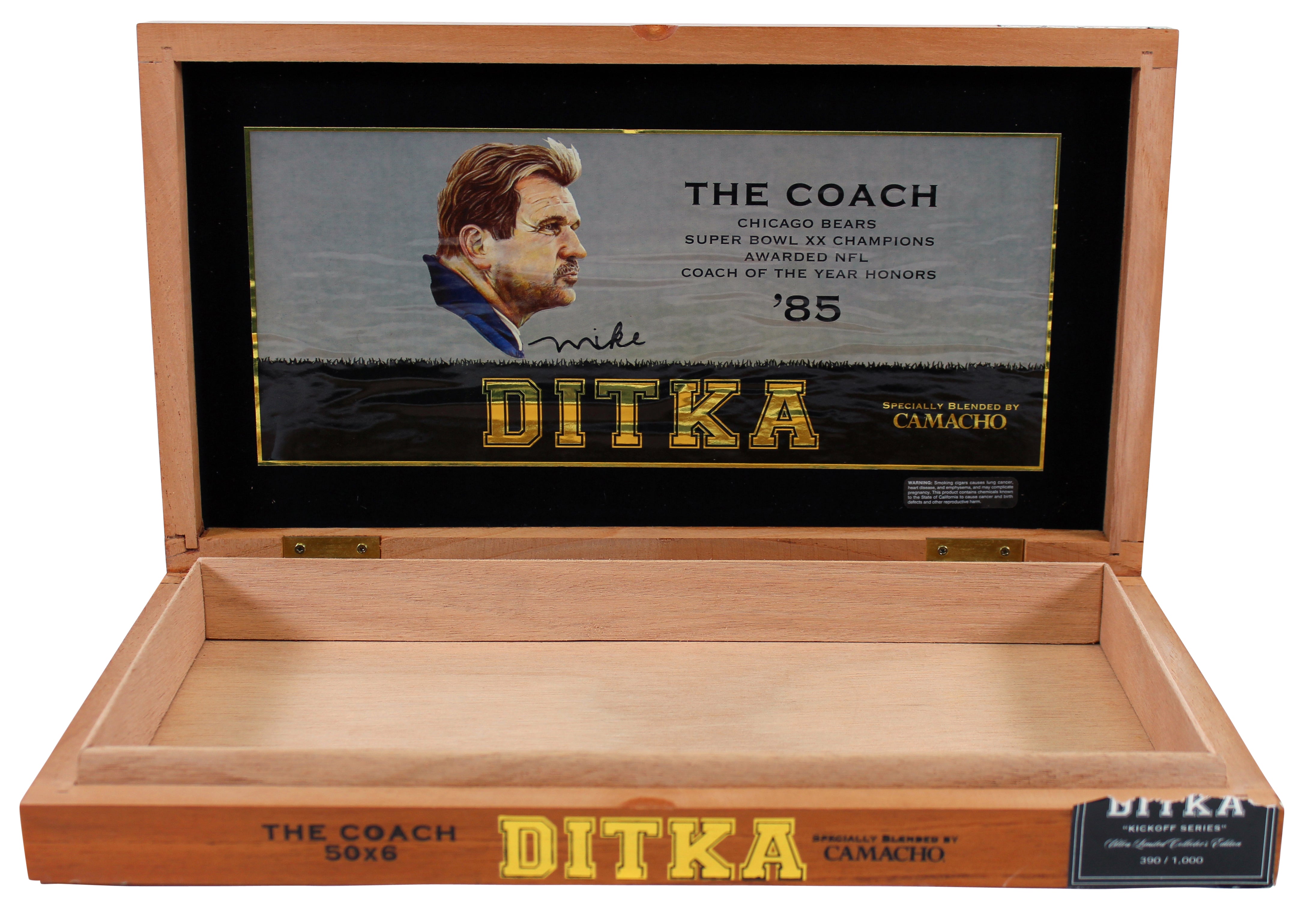 Bears Mike Ditka "HOF 88" Signed Kickoff Series Cigar Box LE #390/1,000 BAS #
