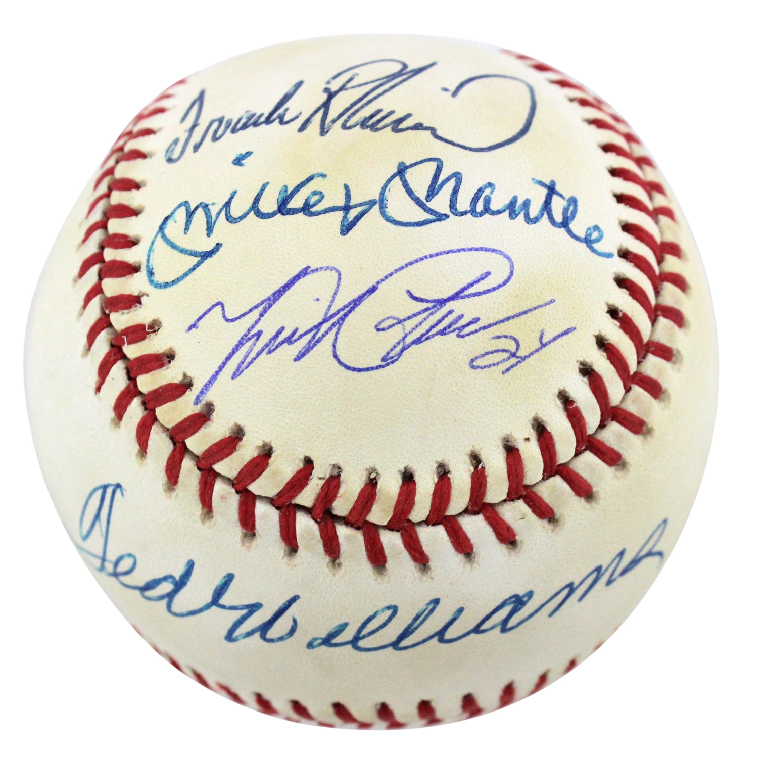 Triple Crown Winners (5) Mantle, Williams +3 Signed Oal Baseball BAS #A57027