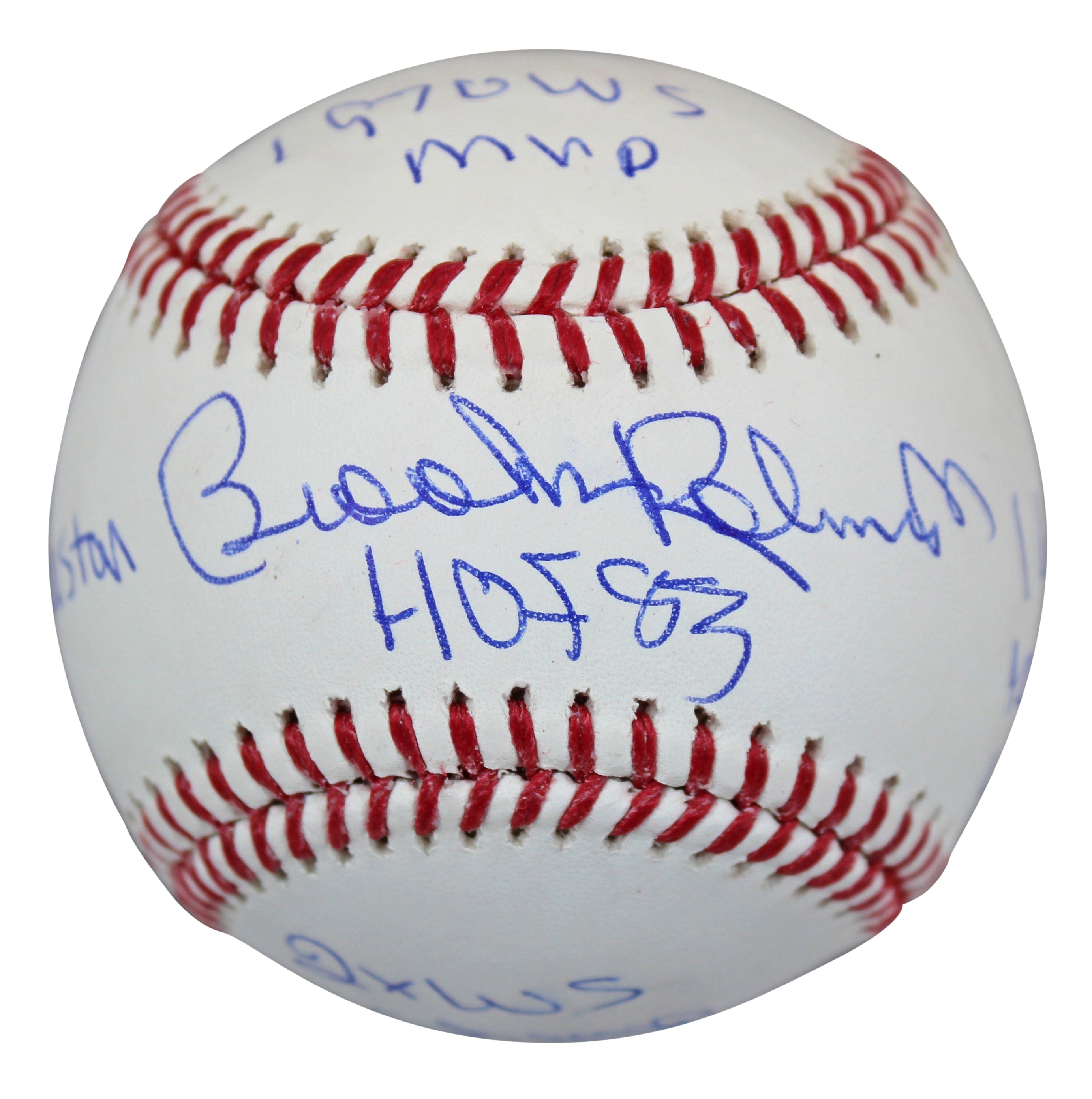 Orioles Brooks Robinson "Career Stat" Authentic Signed Oml Baseball BAS Witness