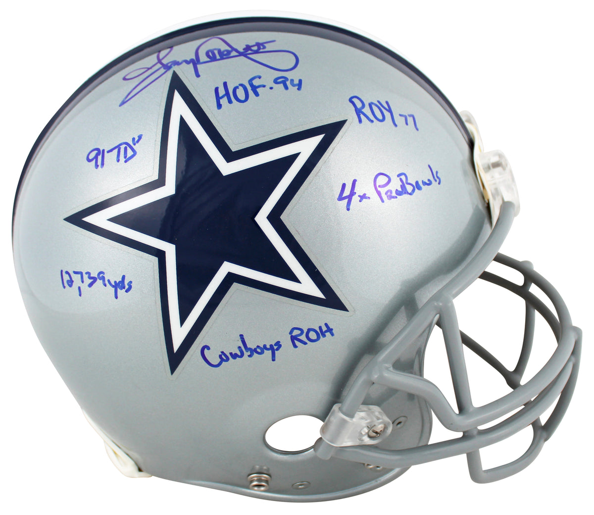 Cowboys Tony Dorsett "Career Stat" Signed Proline Full Size Helmet BAS Witnessed