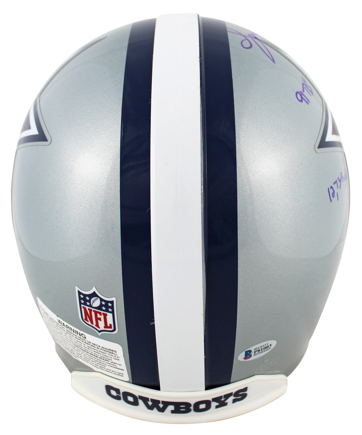 Cowboys Tony Dorsett "Career Stat" Signed Proline Full Size Helmet BAS Witnessed