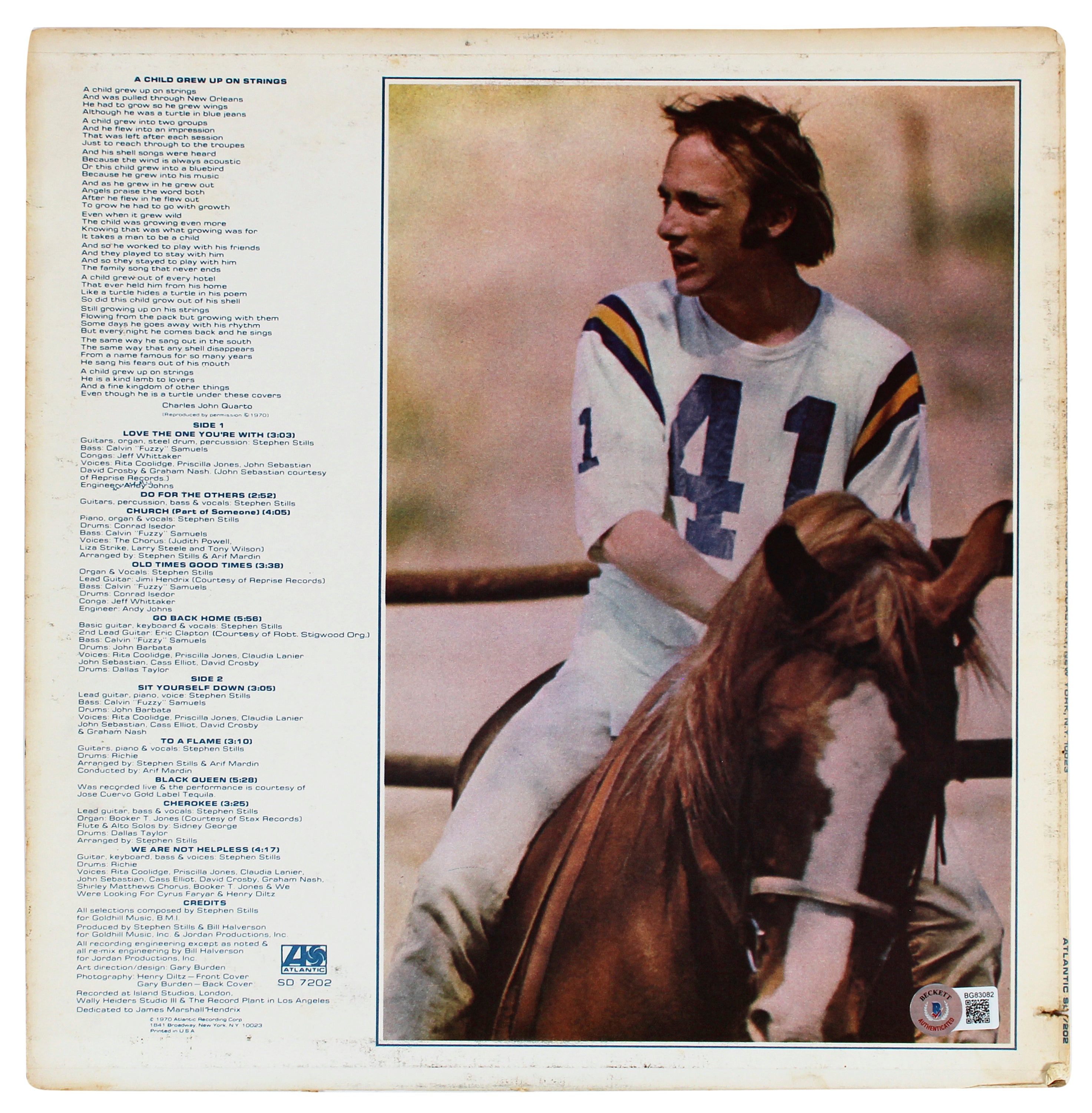 Stephen Stills Authentic Signed Stephen Stills Album Cover BAS #BG93082