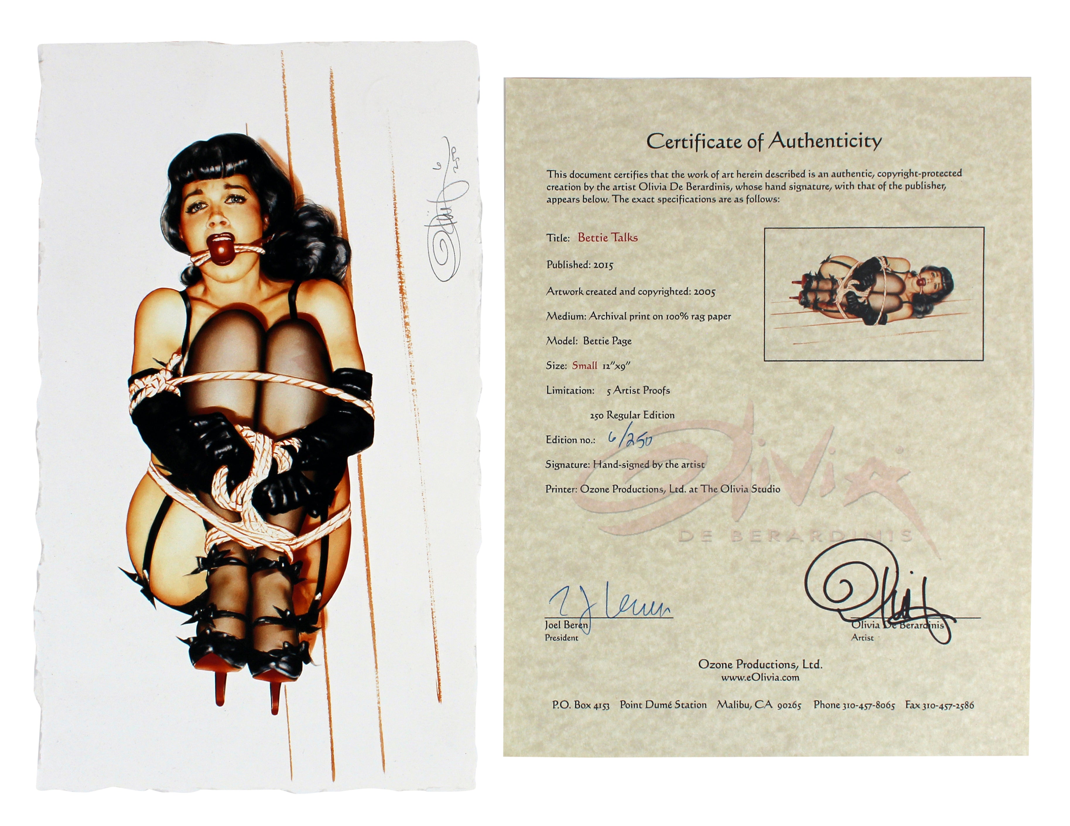 Olivia De Berardinis Signed 9x12 Bettie Talks Lithograph LE #6/250 BAS #BA74087