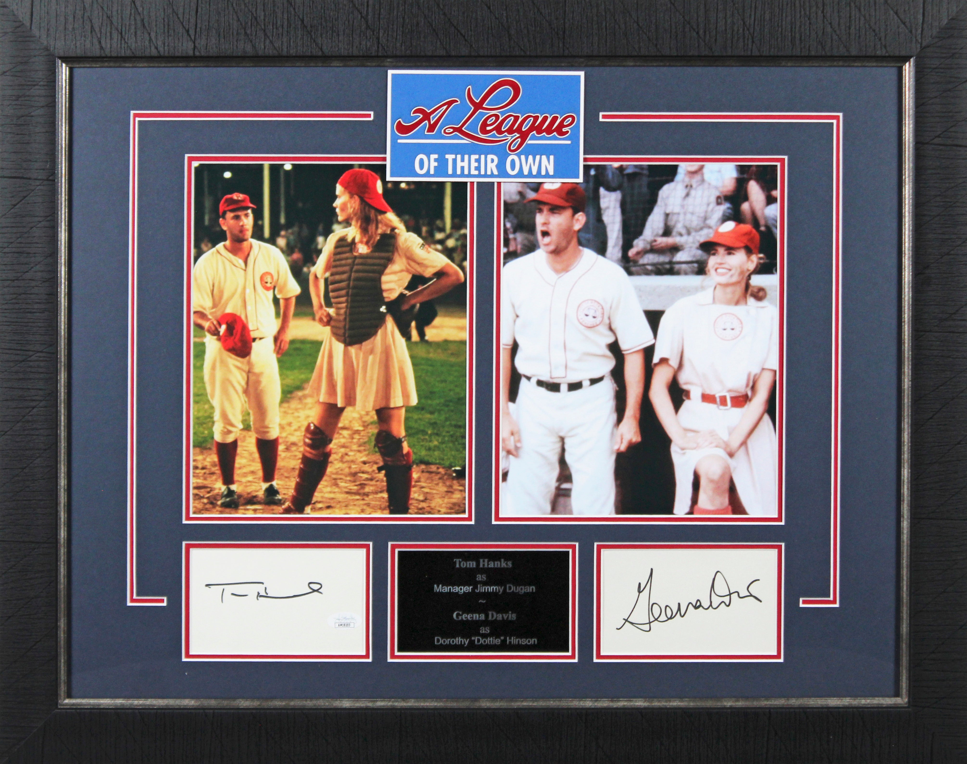 Tom Hanks & Geena Davis A League Of Their Own Signed Framed Display BAS #AC26578